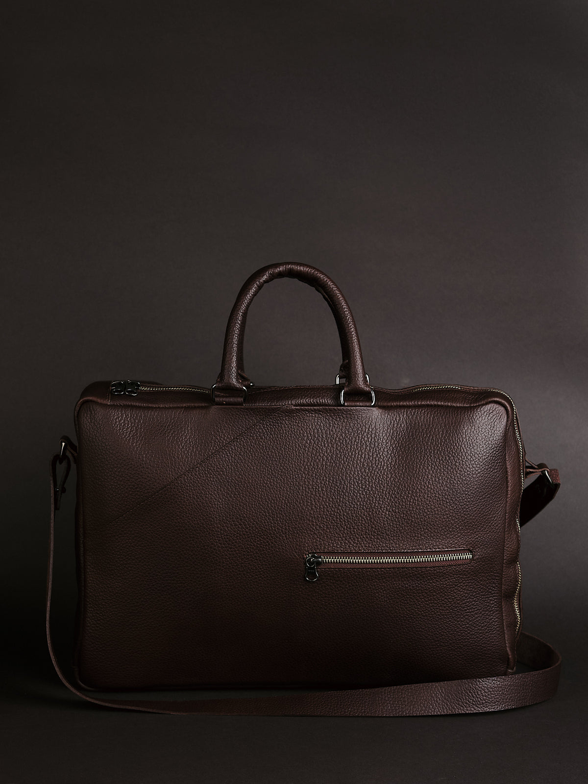 Leather Laptop Briefcase Mens Dark Brown by Capra