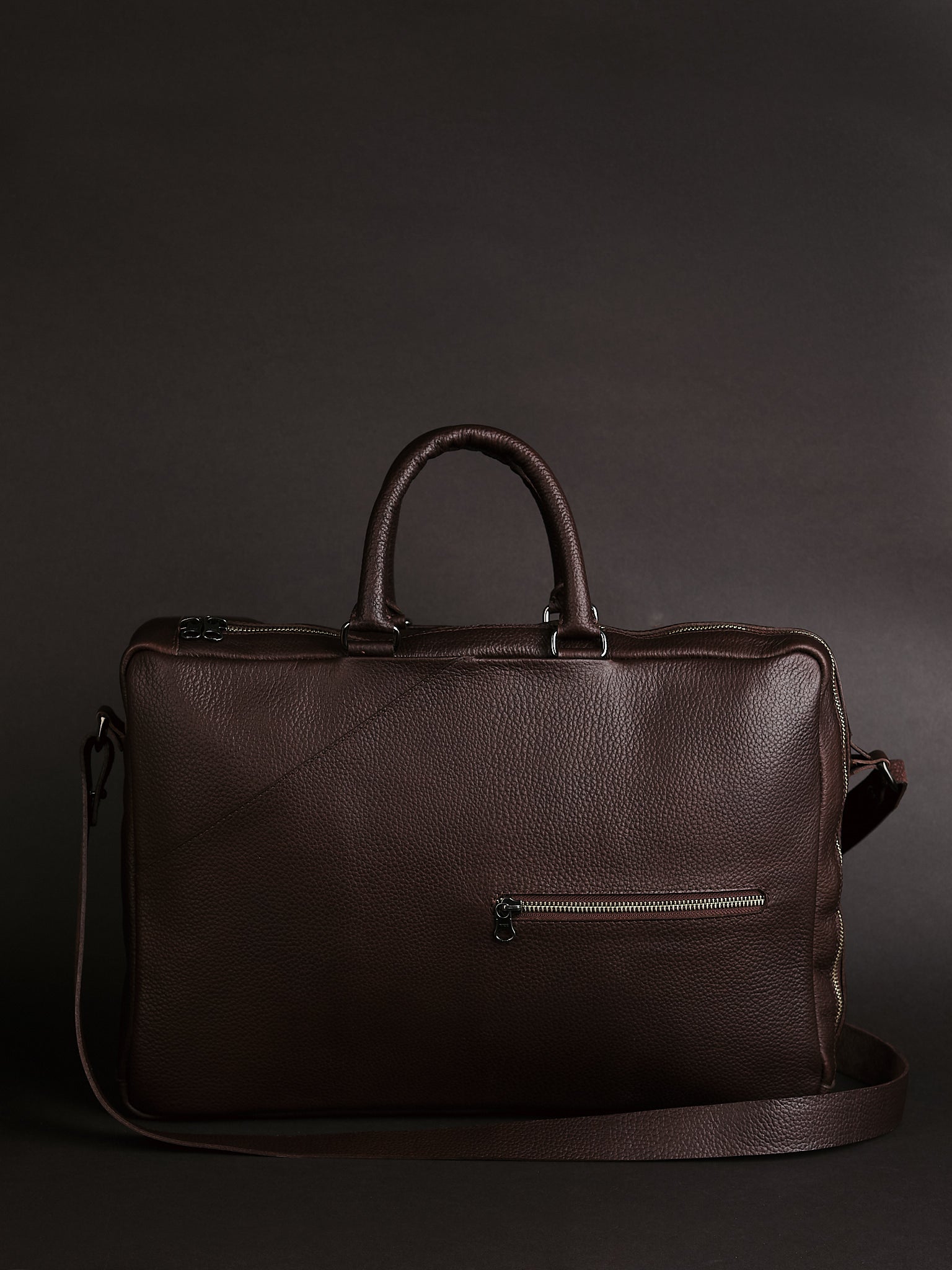 Leather Laptop Briefcase Mens Dark Brown by Capra