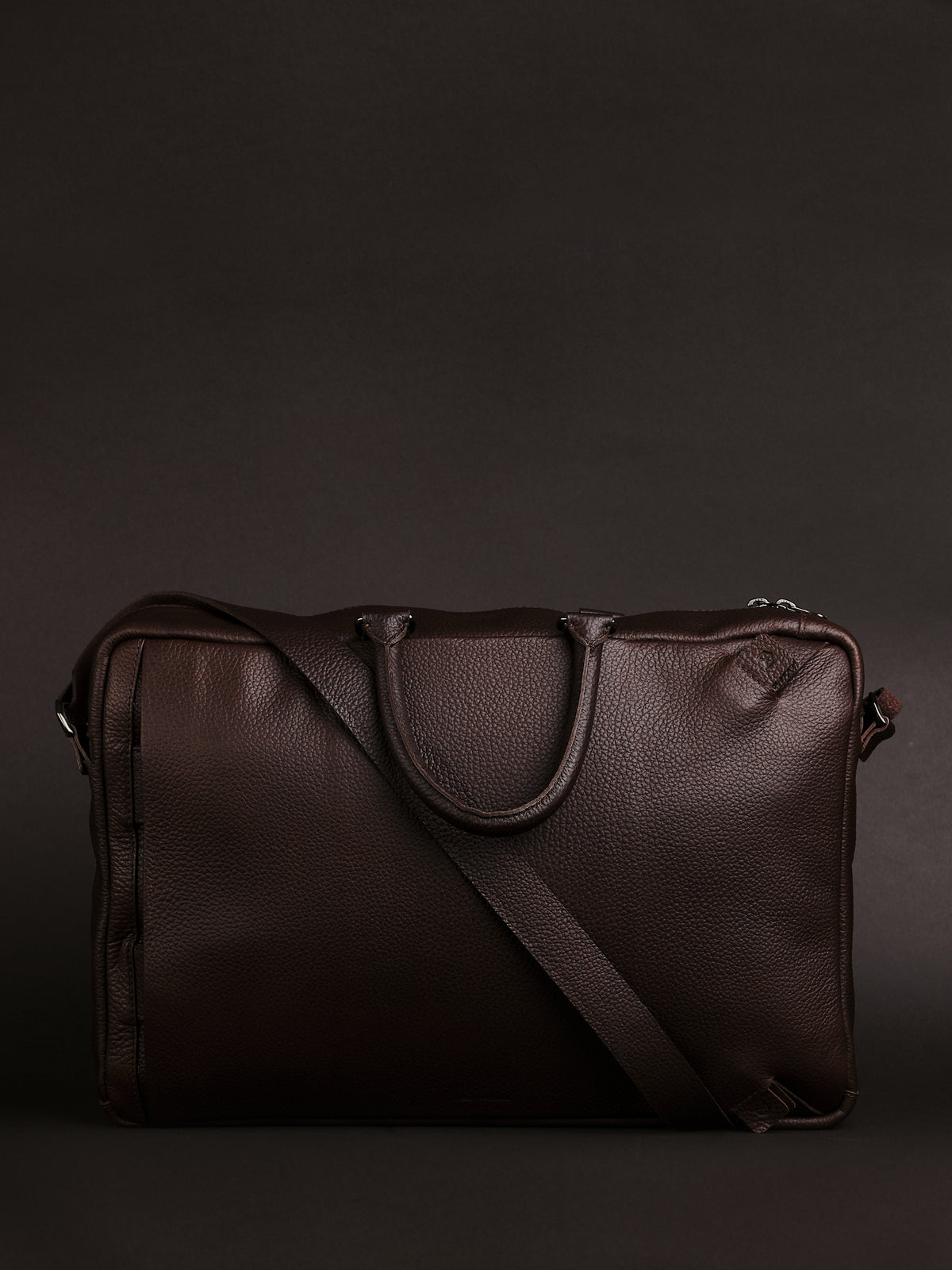 Removable Strap. Messenger Bag. Mens Designer Briefcase Dark Brown by Capra Leather