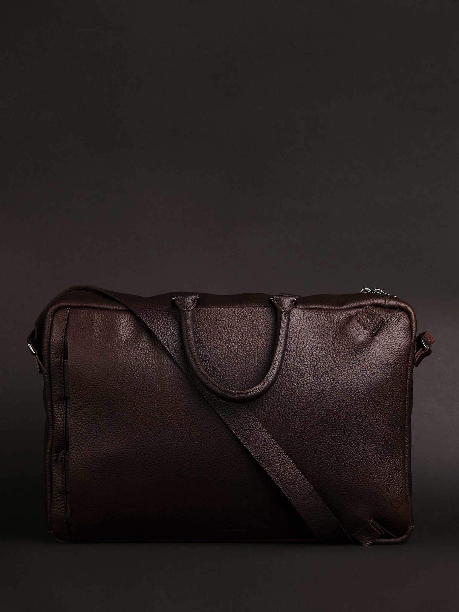 Removable Strap. Messenger Bag. Mens Designer Briefcase Dark Brown by Capra Leather