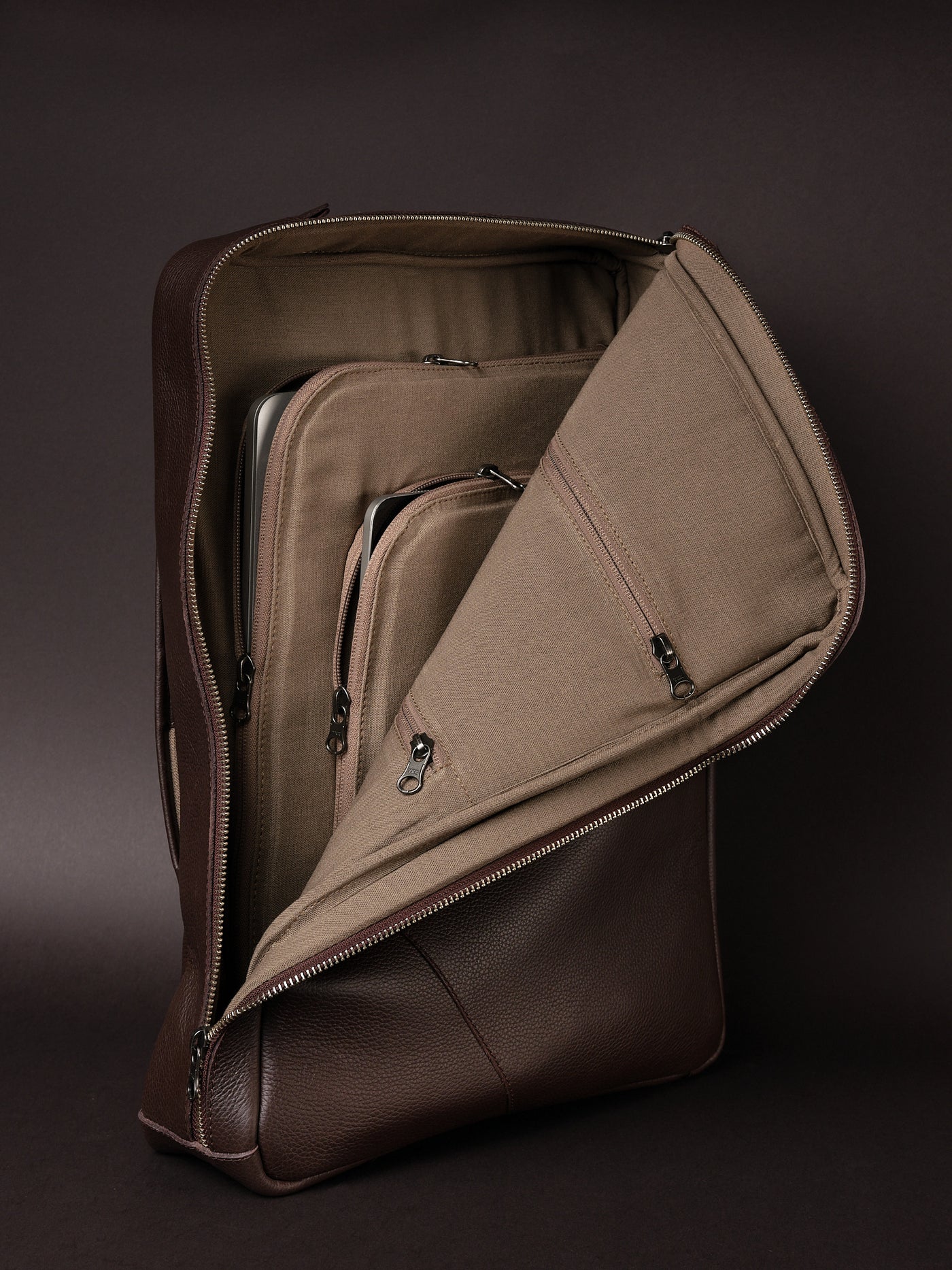 Briefcase Backpack · Dark Brown by Capra Leather