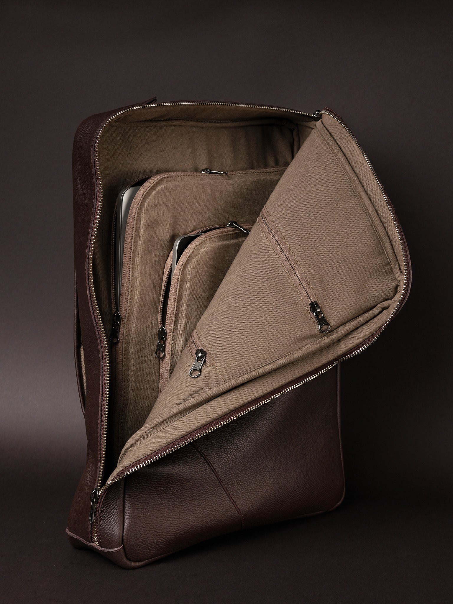 Leather Laptop Briefcase Mens Dark Brown by Capra