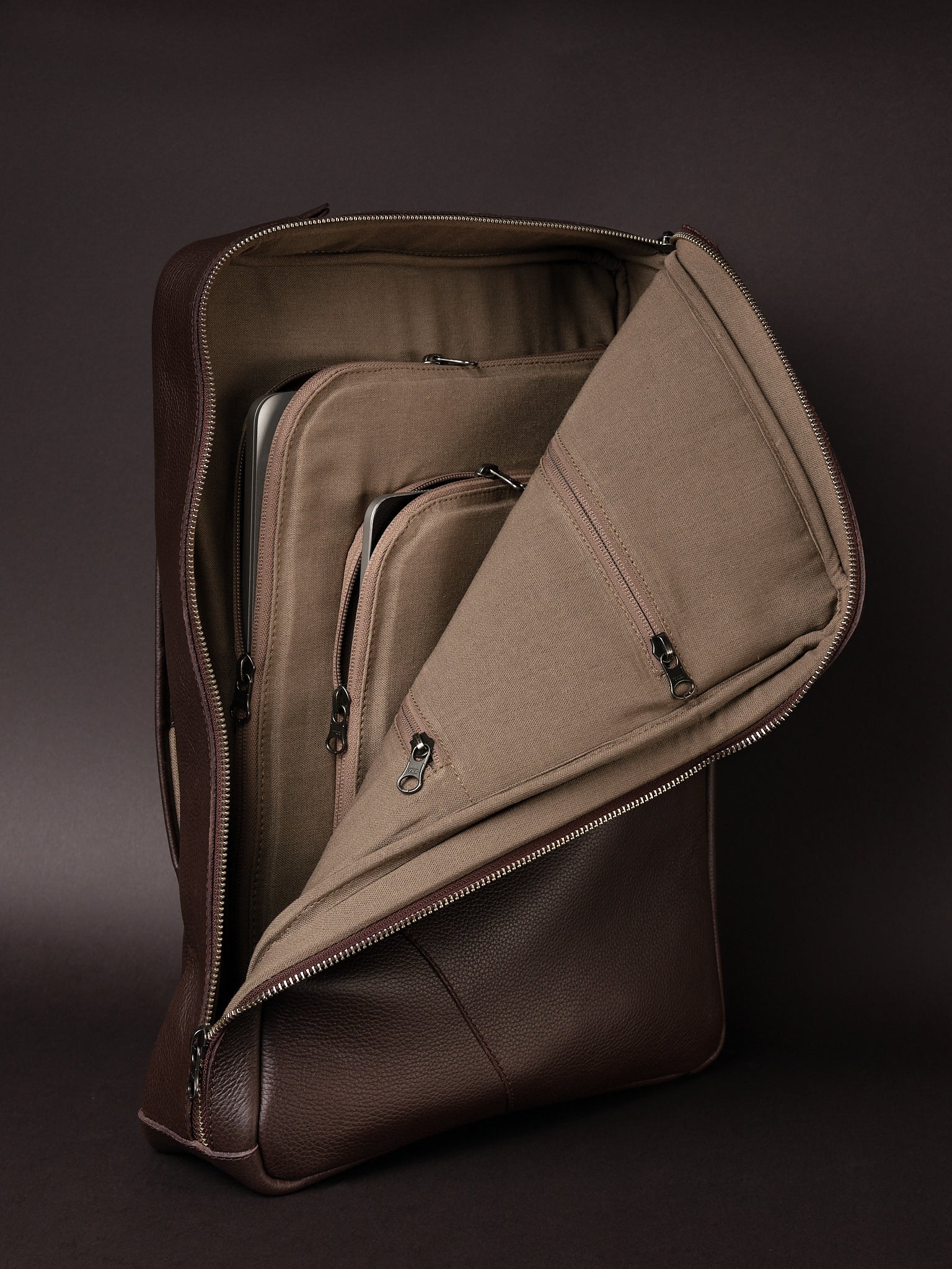 Briefcase Backpack · Dark Brown by Capra Leather