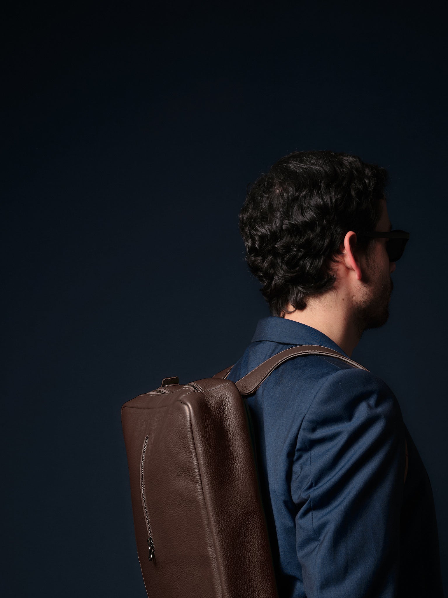 Quick Access Pocket. Backpack Briefcase Hybrid Dark Brown by Capra Leather