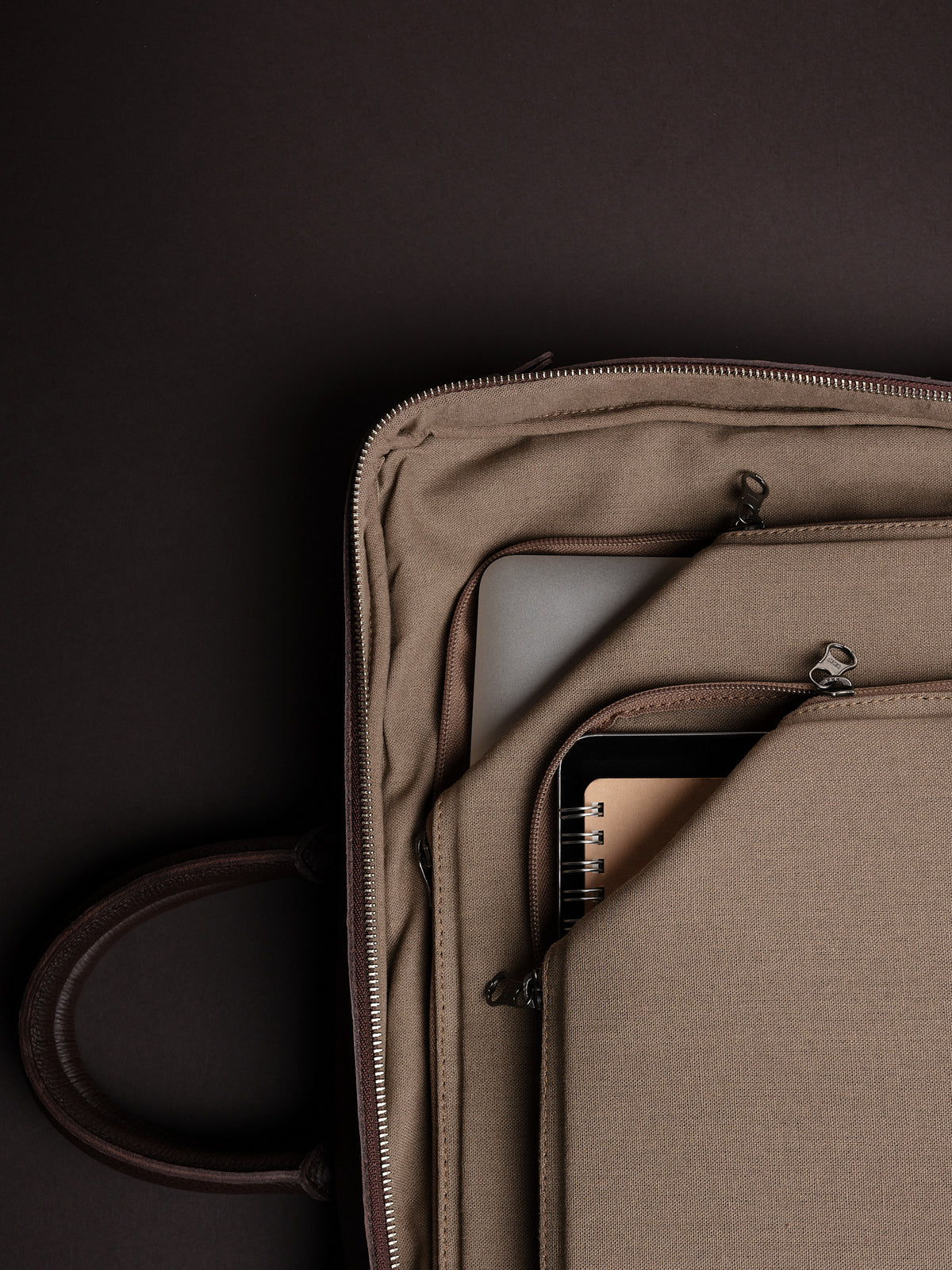 Laptop and Tablet Compartment. Professional Backpack Brown by Capra Leather