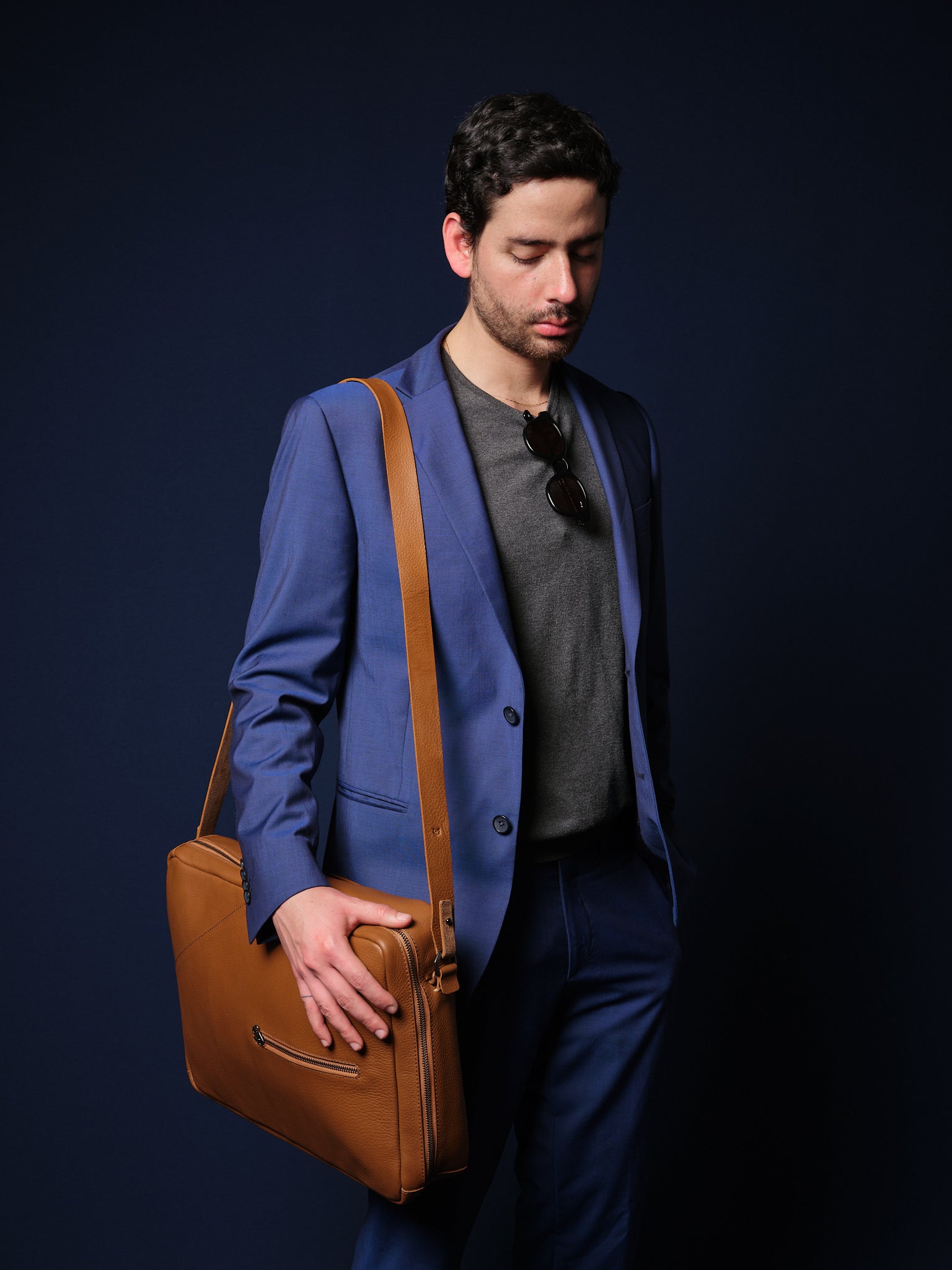 Professional Briefcase. Leather Backpack Briefcase Combo Tan by Capra