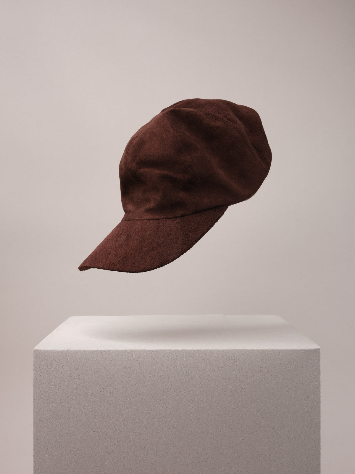 Brown Calf Suede Baseball Cap.