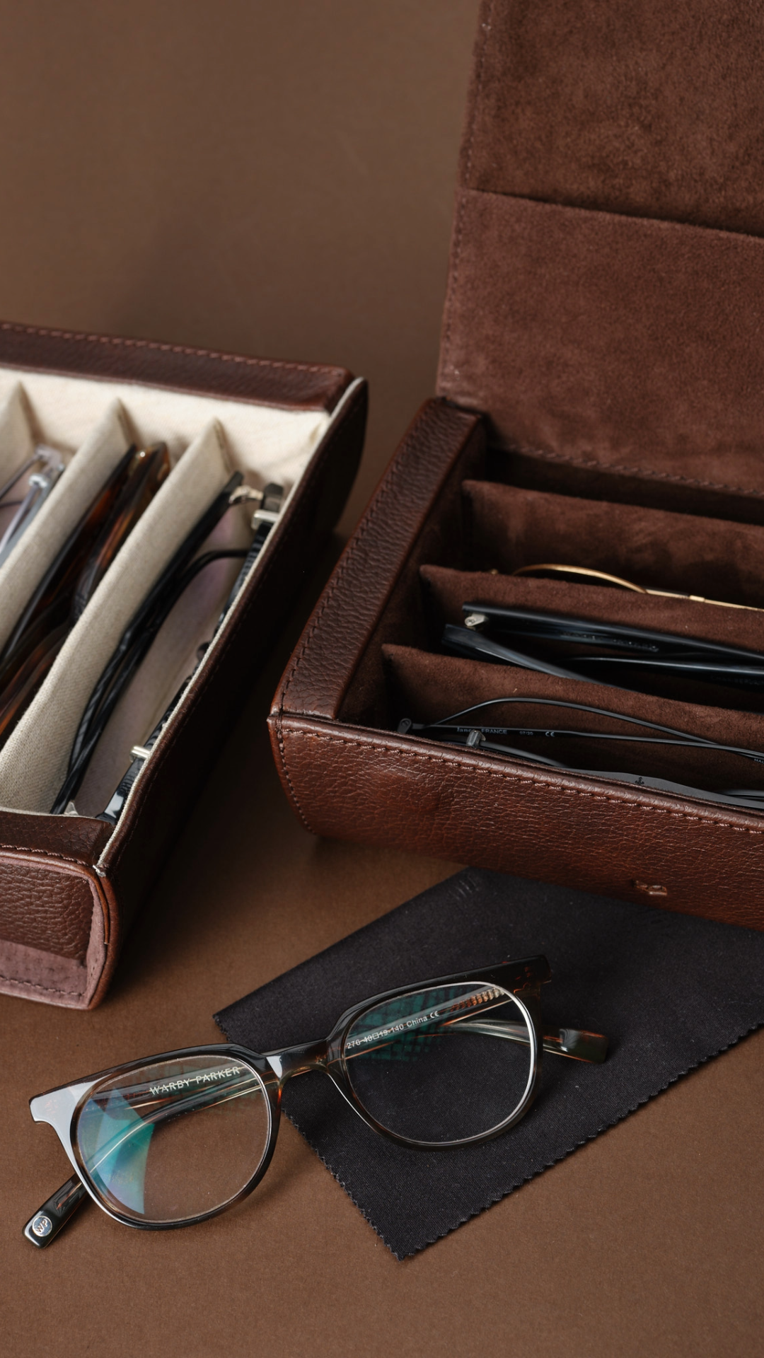 Multiple Travel Sunglasses Case Brown by Capra Leather