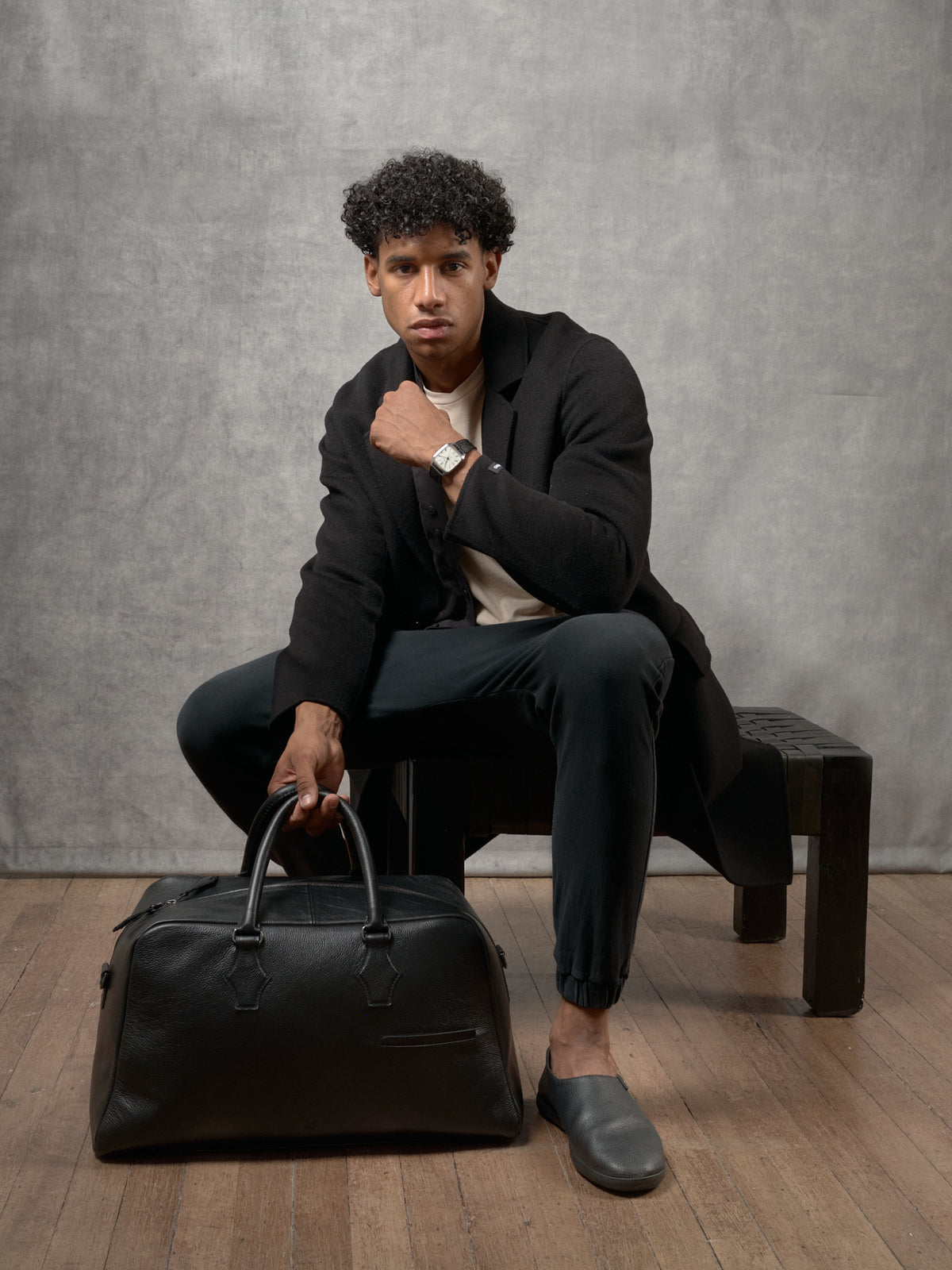 Weekend Travel Bag Black by Capra Leather