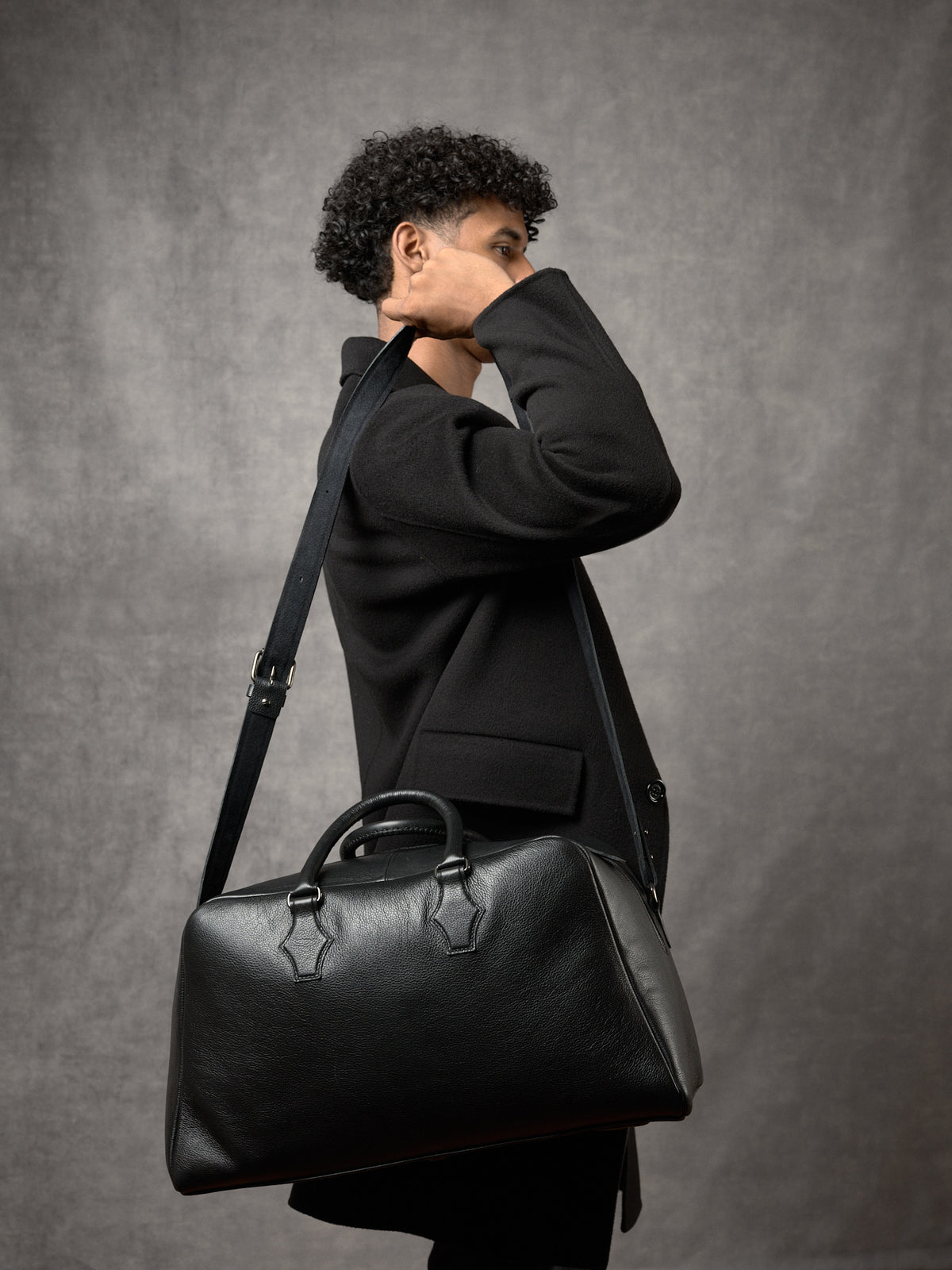 Personalized Duffle Bags Black by Capra Leather