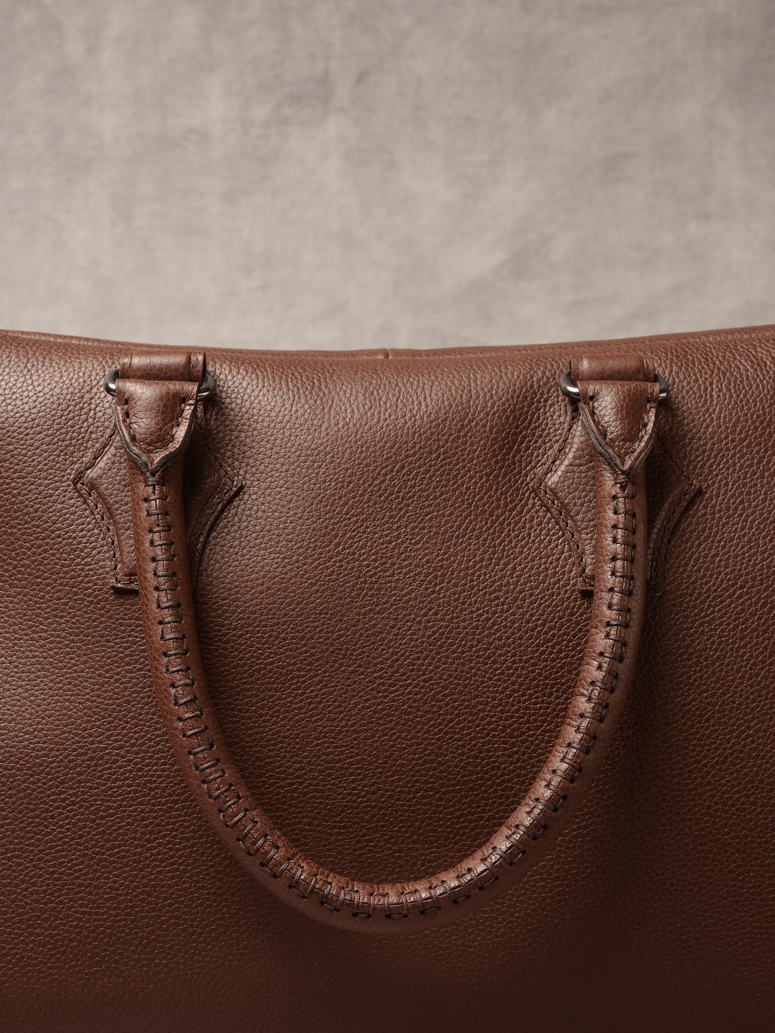 Hand-stitched Handles. Large Travel Duffle Bag Brown by Capra Leather