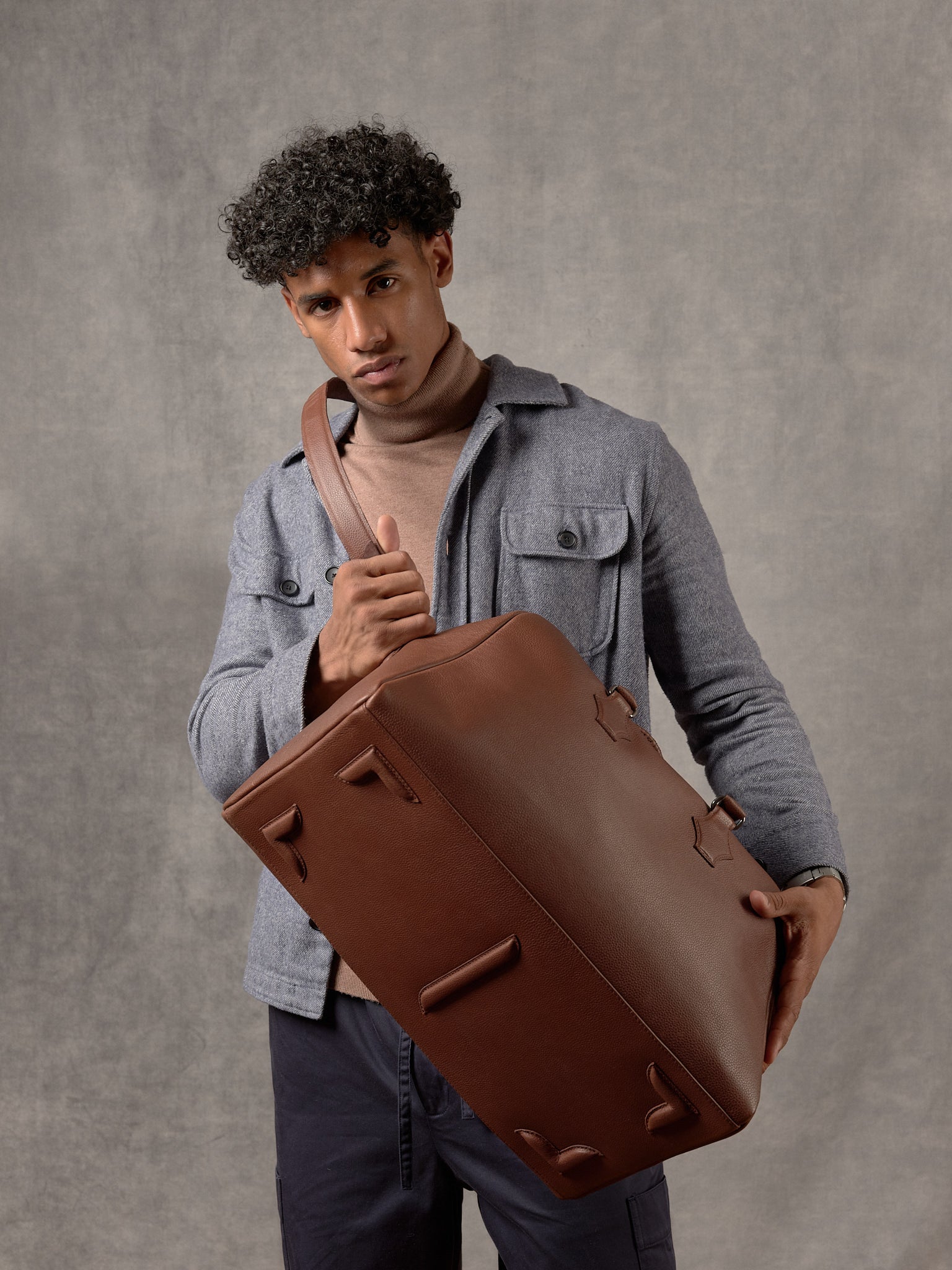 Large Travel Bag. Weekend Bag Mens Brown by Capra Leather
