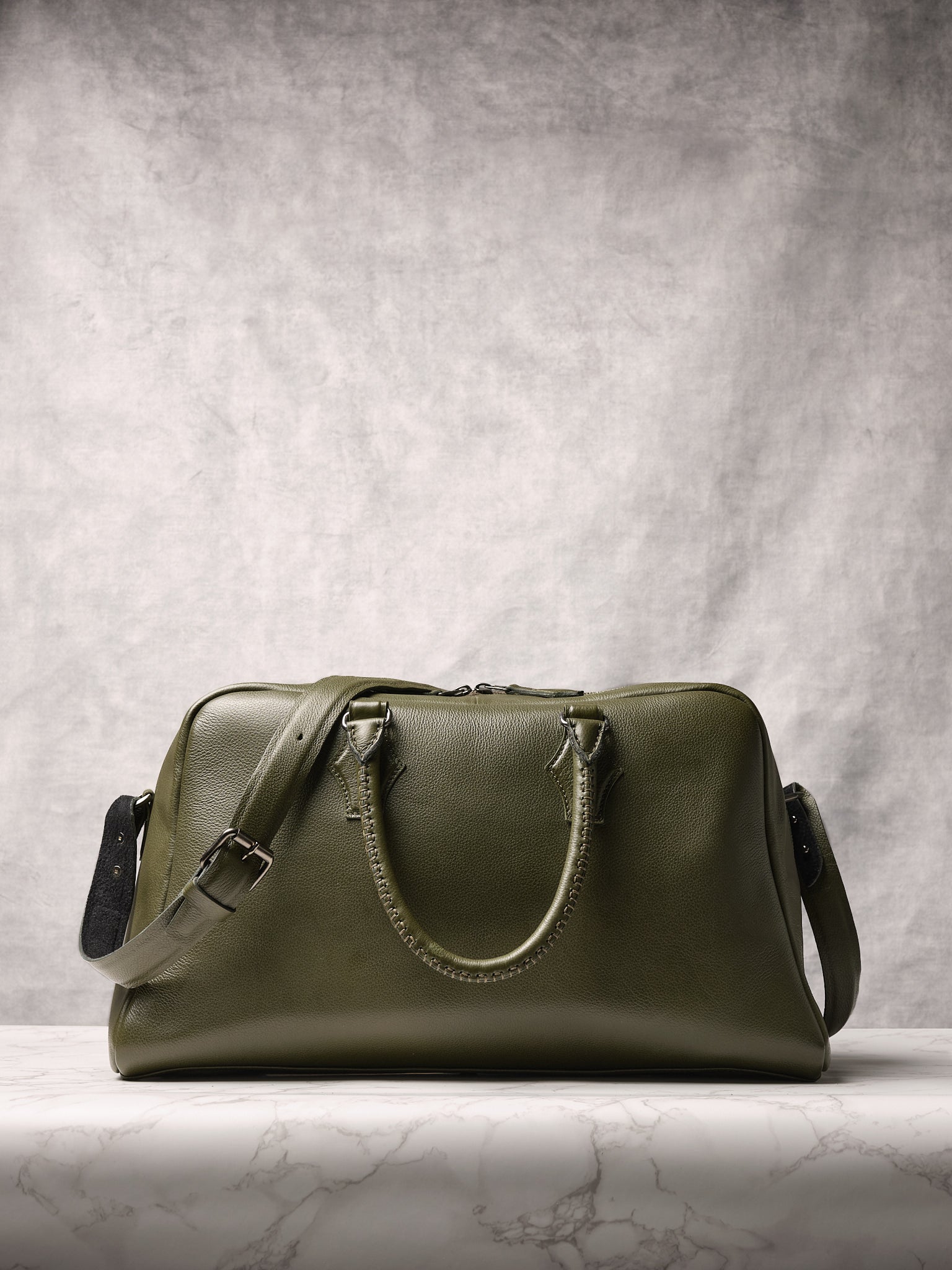 Removable Shoulder Strap. Large Travel Duffle Bag Green by Capra Leather