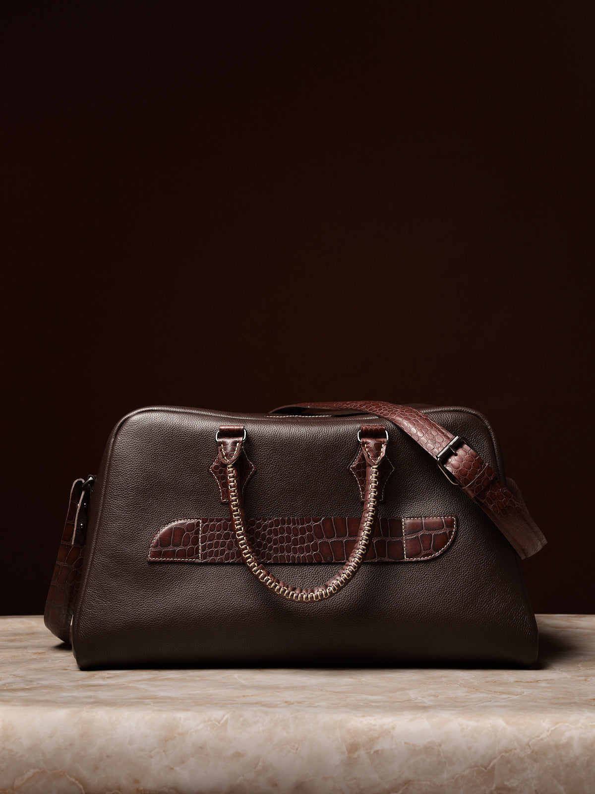 Limited Edtion Travel Bag. Large Duffle Bag Dark Brown by Capra Leather