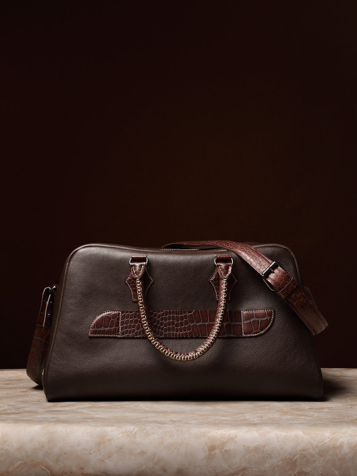 Limited Edtion Travel Bag. Large Duffle Bag Dark Brown by Capra Leather