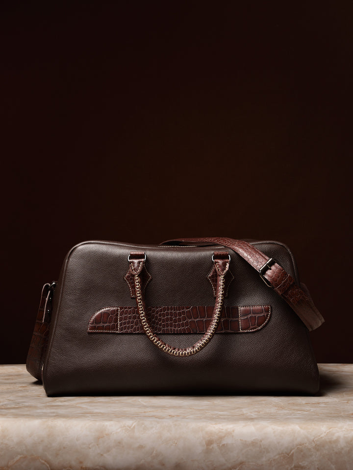 Limited Edtion Travel Bag. Large Duffle Bag Dark Brown by Capra Leather