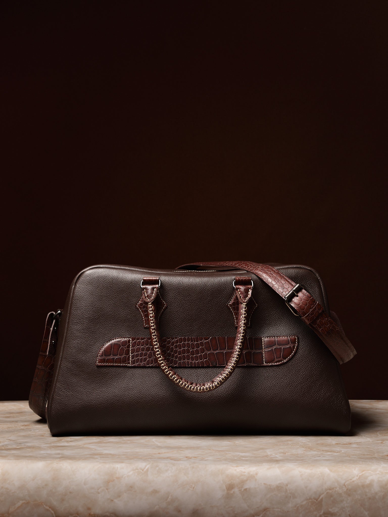 Limited Edtion Travel Bag. Large Duffle Bag Dark Brown by Capra Leather