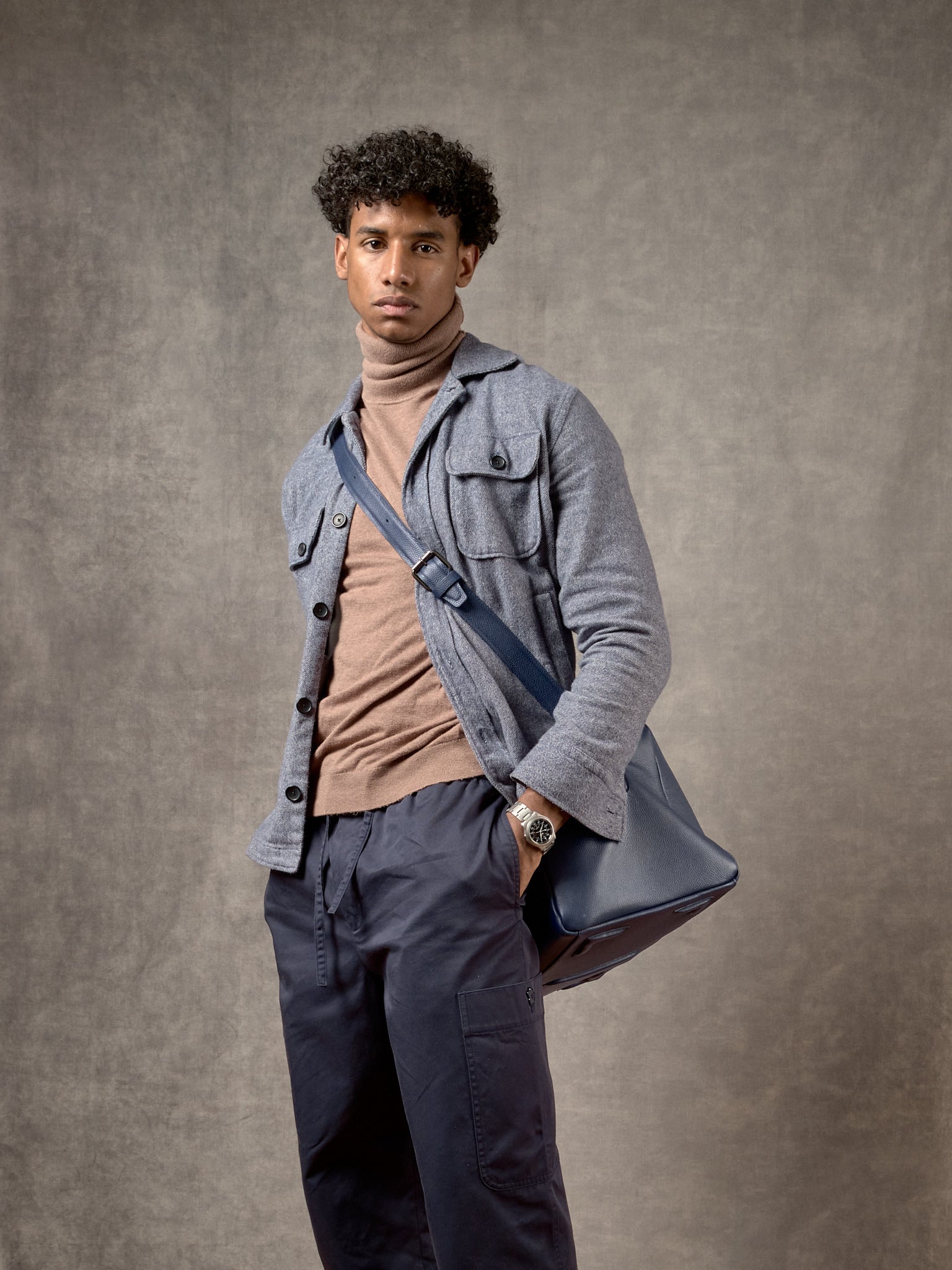 Crossbody Travel Bag. Weekender Bag Men Navy by Capra Leather