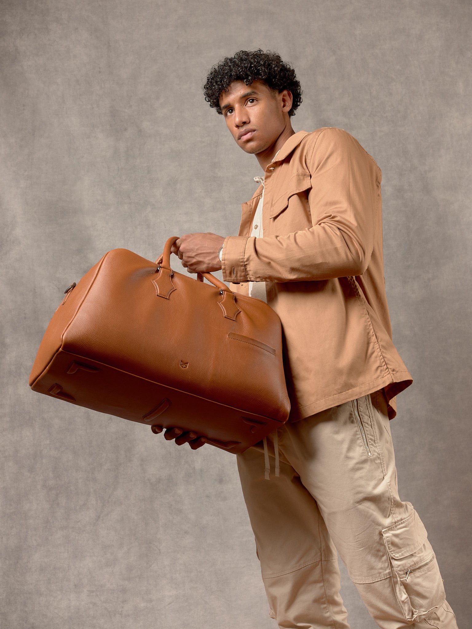 Men's Leather Duffle Bag Tan by Capra Leather