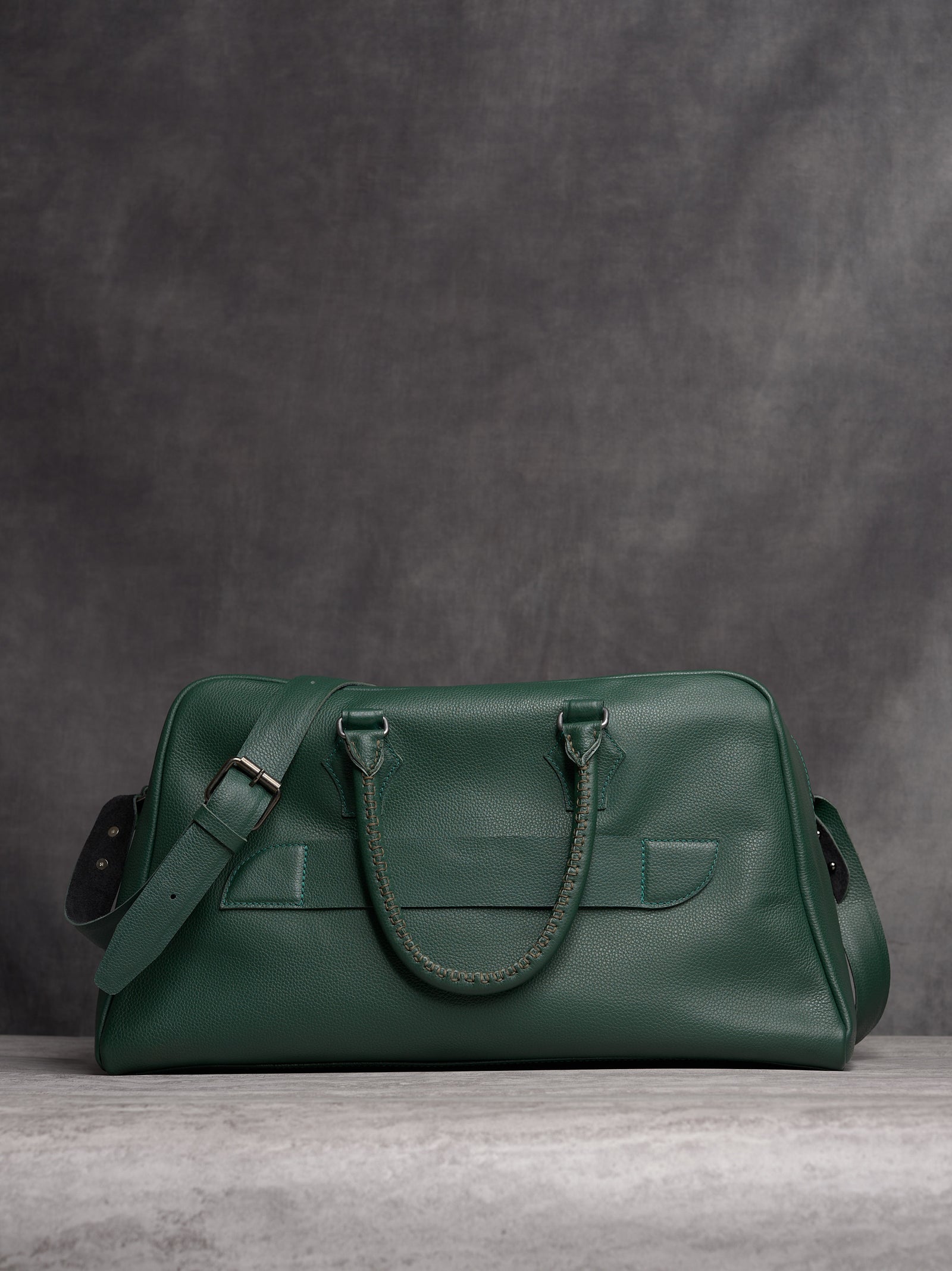 Removable Shoulder Strap. Large Travel Duffle Bag Green by Capra Leather