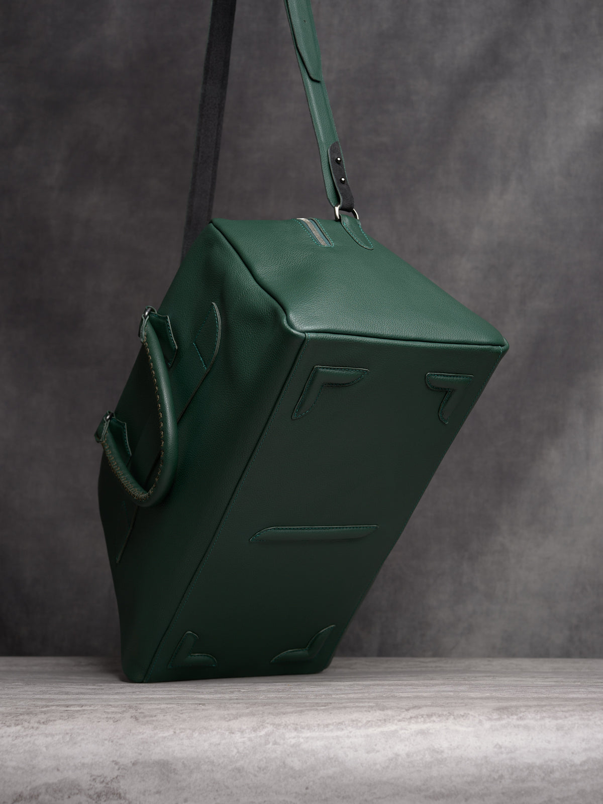 Mens Travel Bag. Duffle Bag Carry On Green by Capra Leather