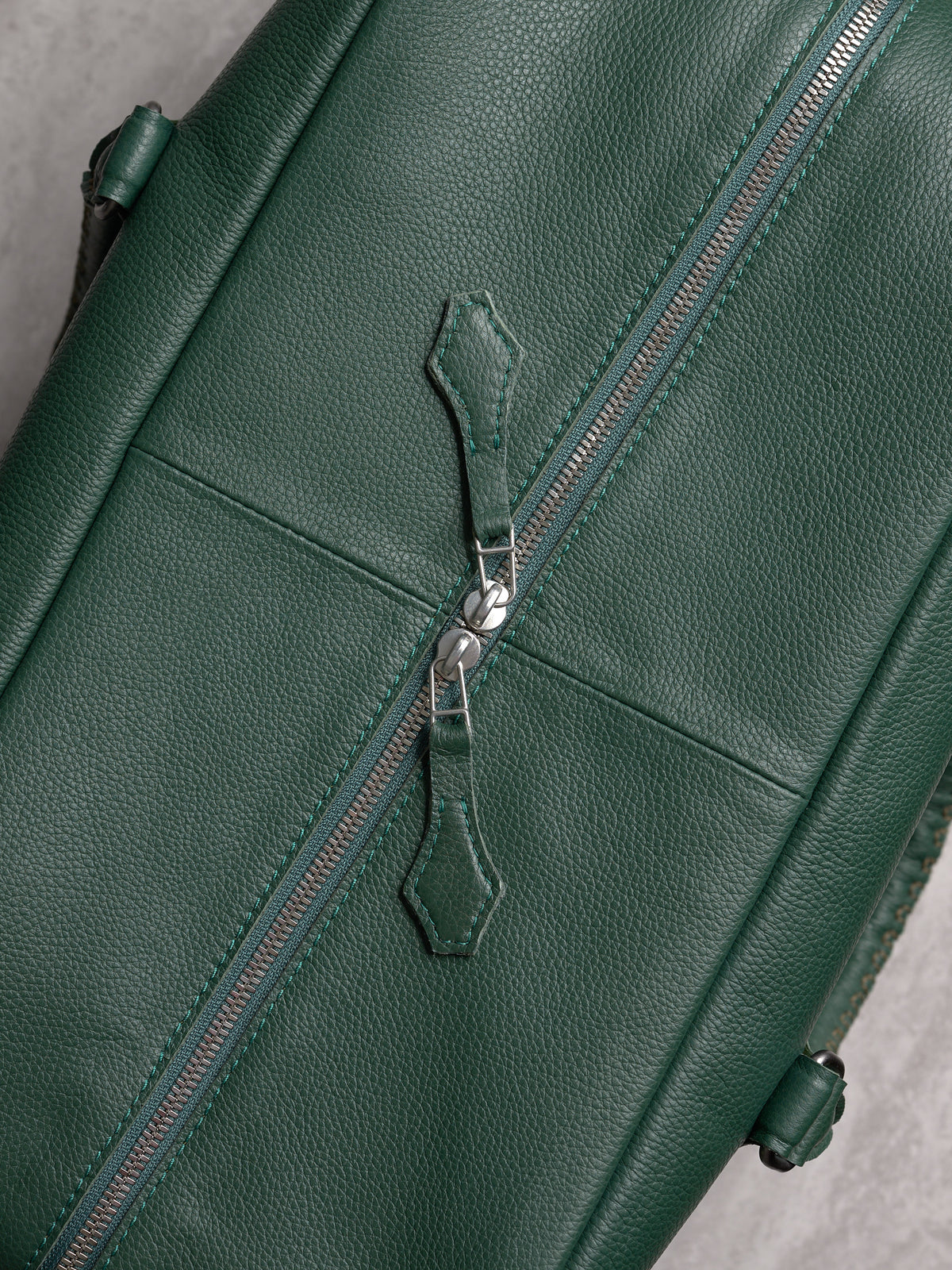 Wide Main Compartment. Duffle Bag Travel Green by Capra Leather
