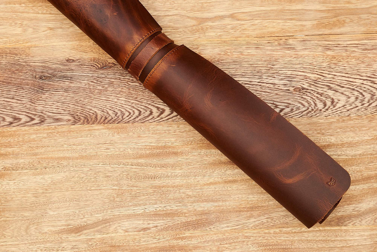 Custom leather desk pad available in bespoke sizes.