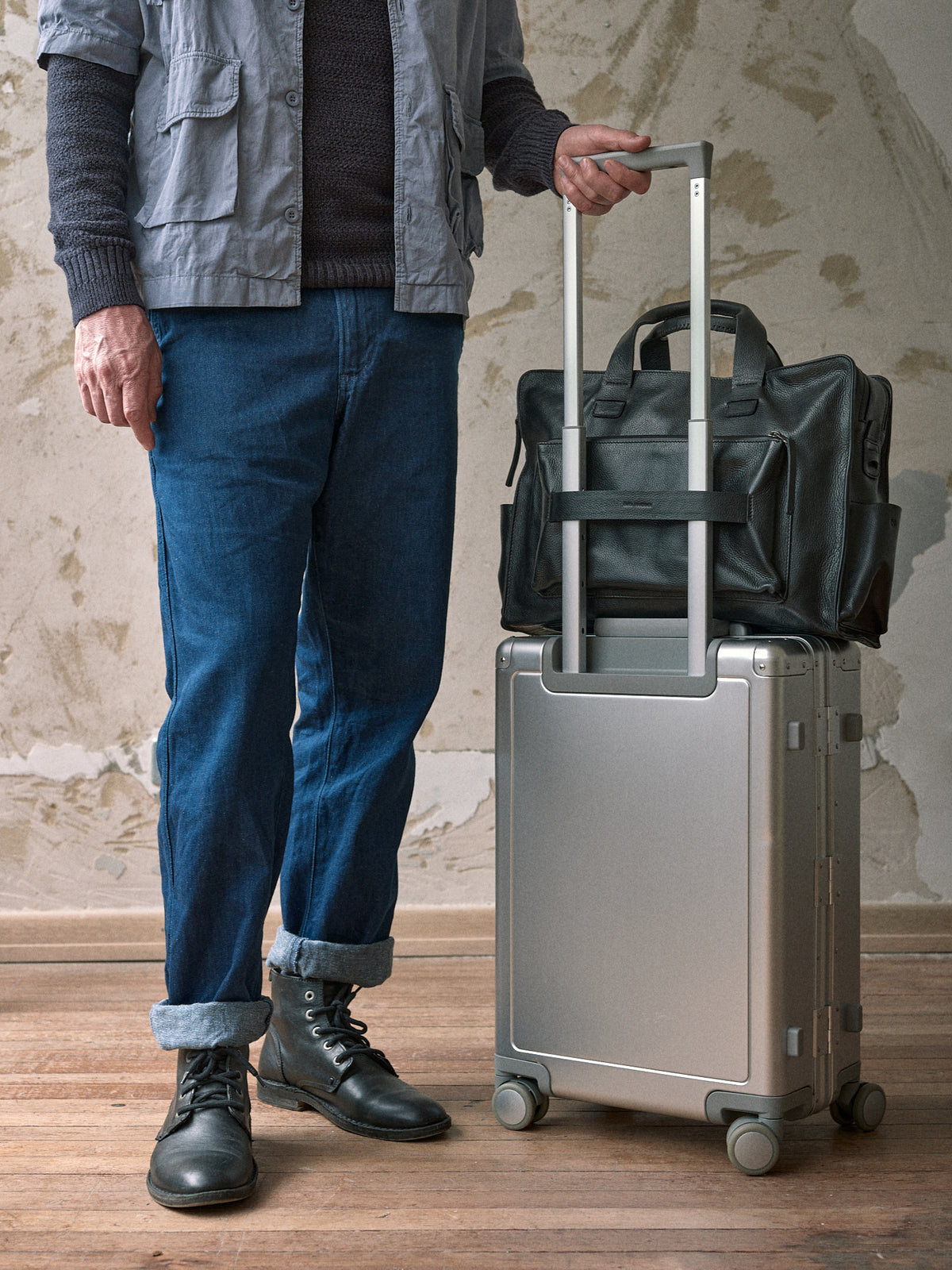 Luggage Strap. Travel Briefcase Black by Capra Leather
