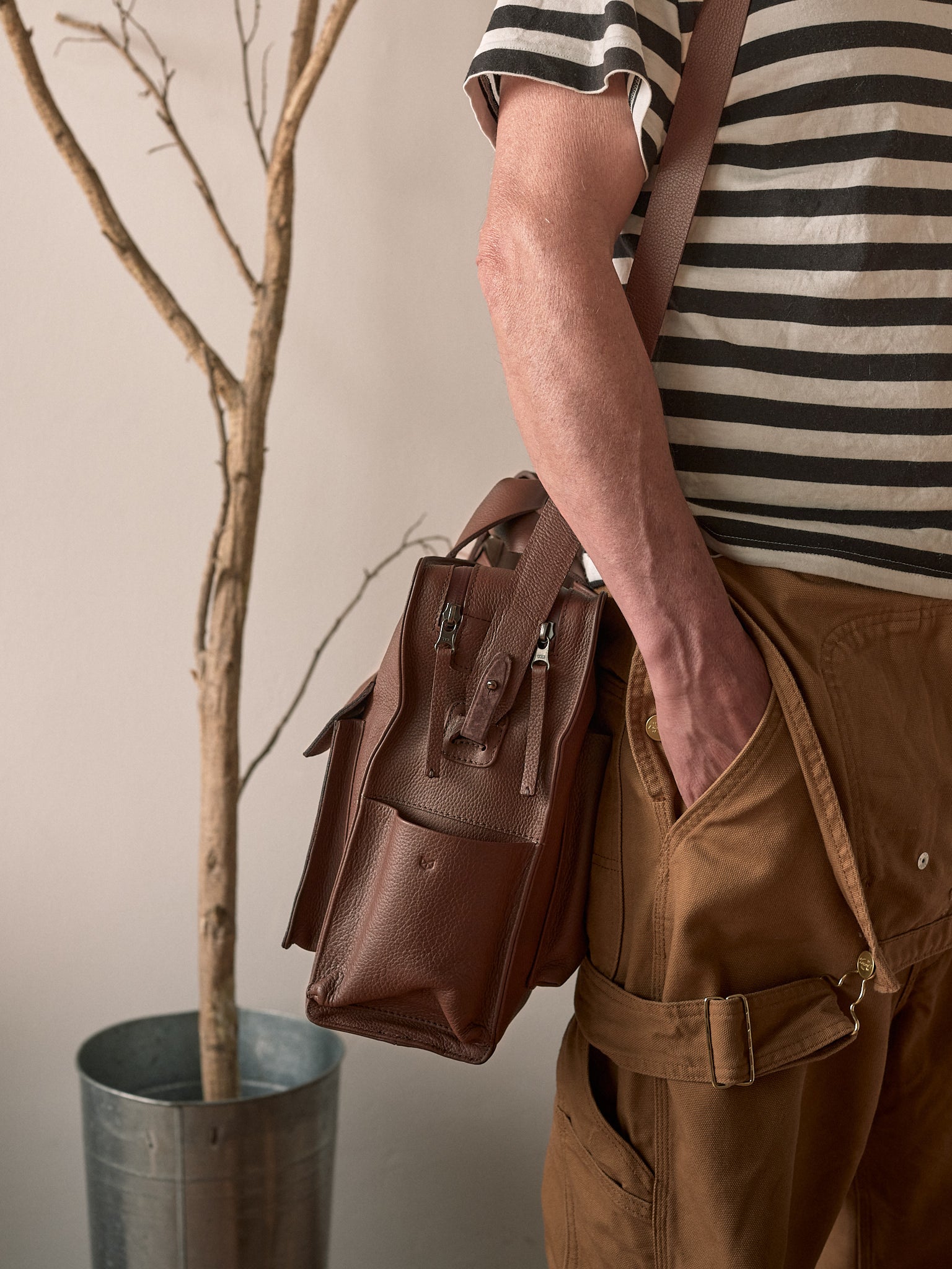 Leather Removable Shoulder Strap. Laptop Briefcase Mens Brown by Capra Leather