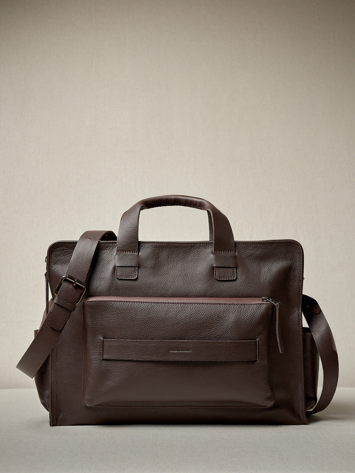 Adjustable Shoulder Strap. Mens Dark Brown Leather Briefcase by Capra Leather