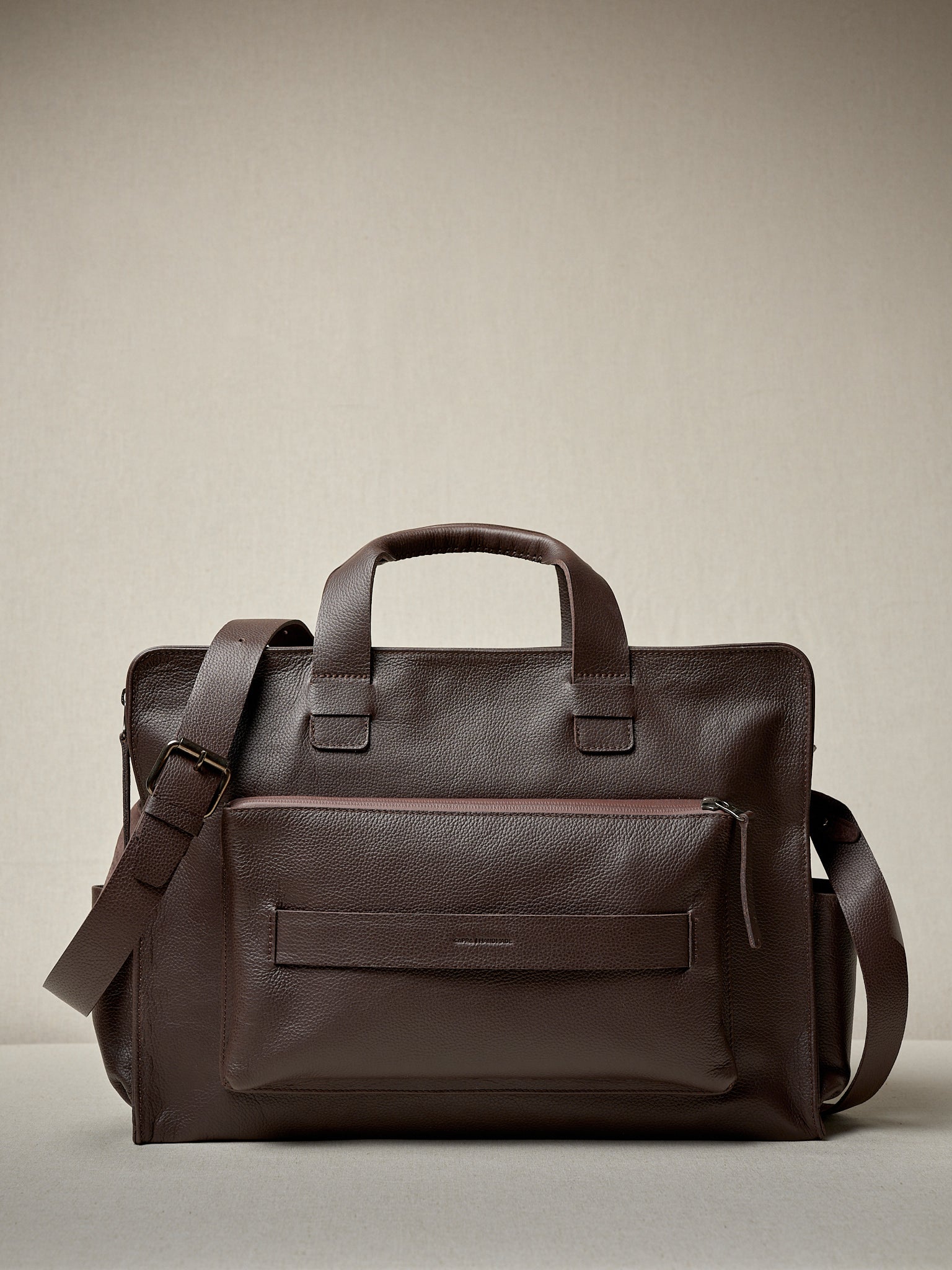 Double Pocket Laptop Briefcase Dark Brown by Capra Leather