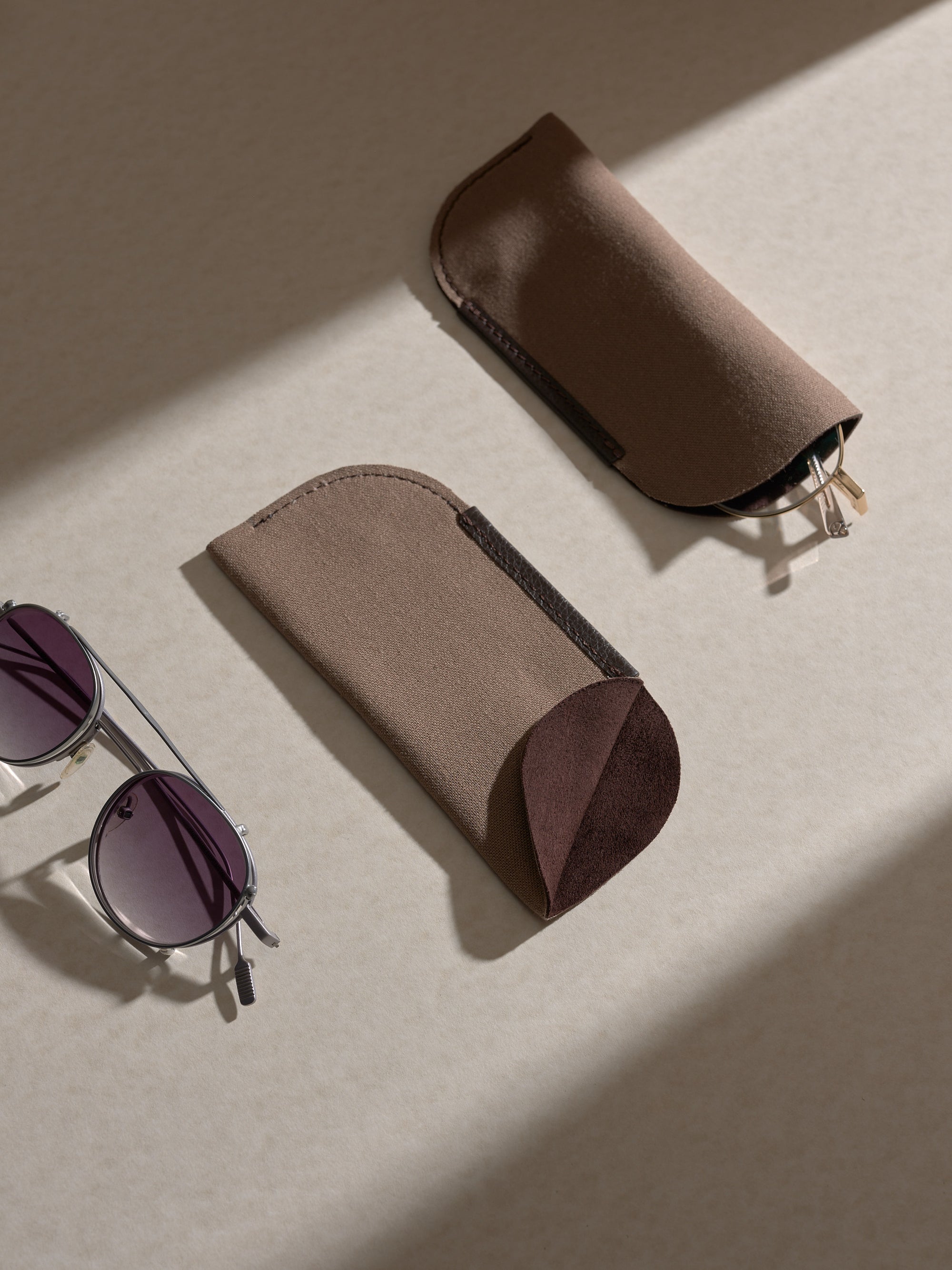 Genuine Leather Glasses Case Sunglasses Pouch Eyeglass Case with Microfiber Soft Sunglasses Case - XL Eyeglass Pouch - Passport Holder  main image 3