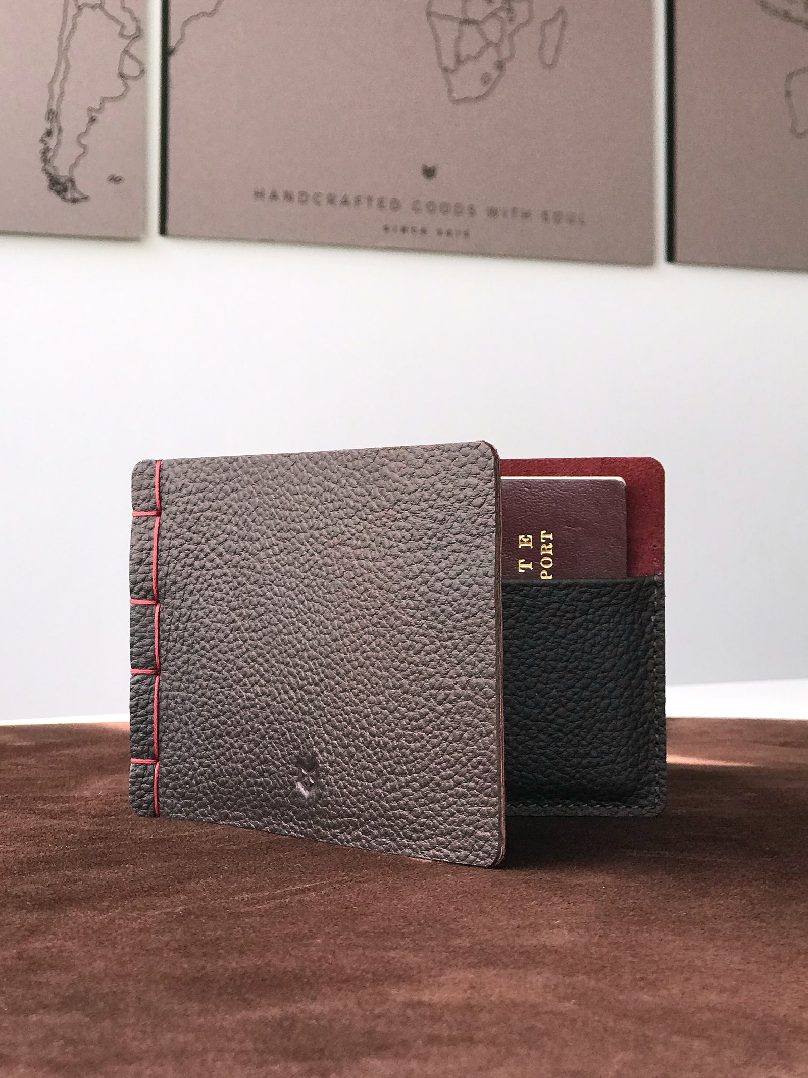 Fukuro Toji Personalized Passport Holder Dark Brown by Capra Leather