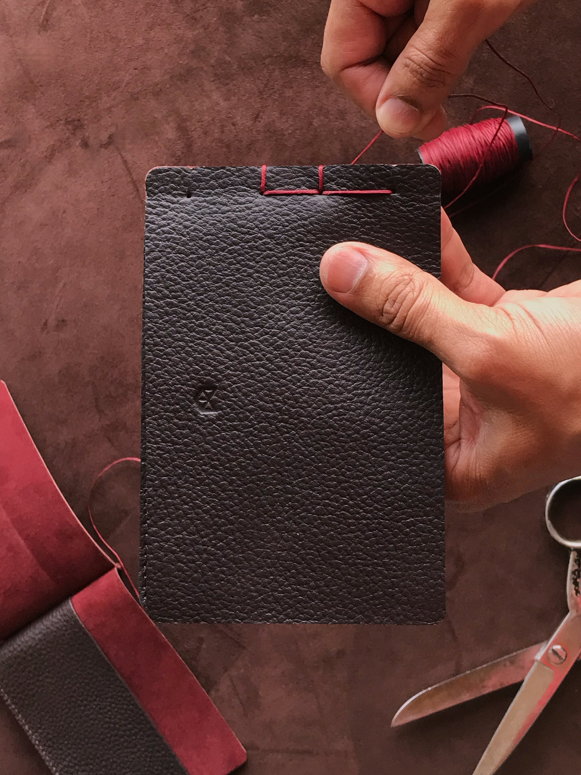Fukuro Toji Inspired-binding. Leather Passport Holder Dark Brown by Capra