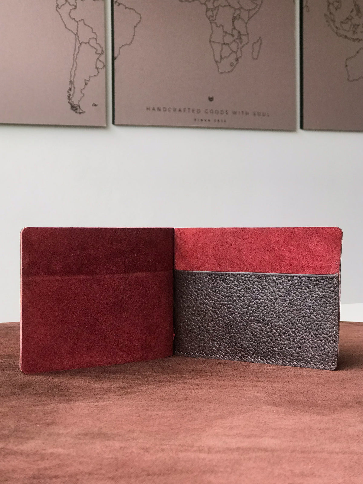 Suede Interior. Passport Holder for Men Dark Brown by Capra Leather