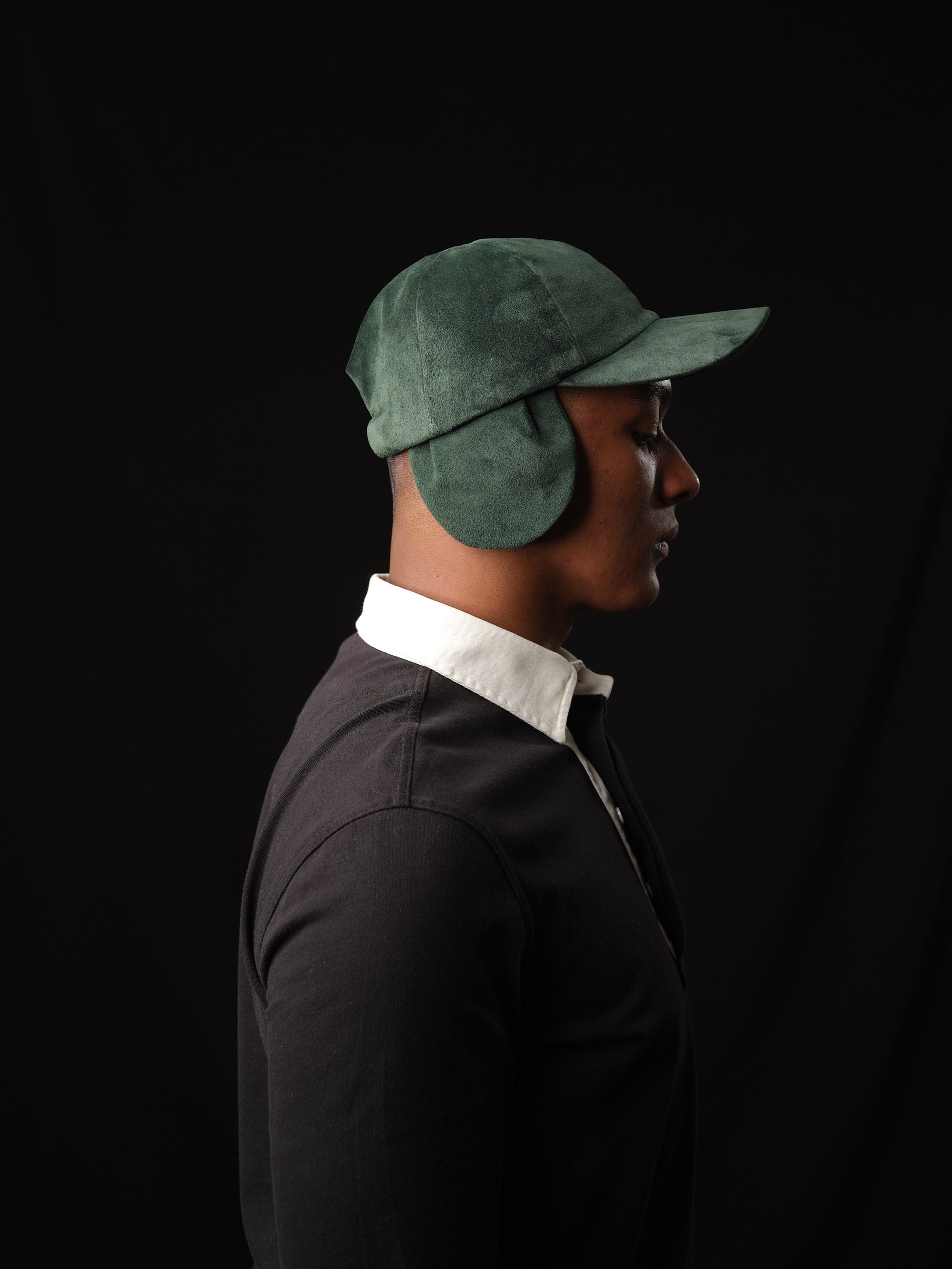 Green Calf Suede Baseball Cap.