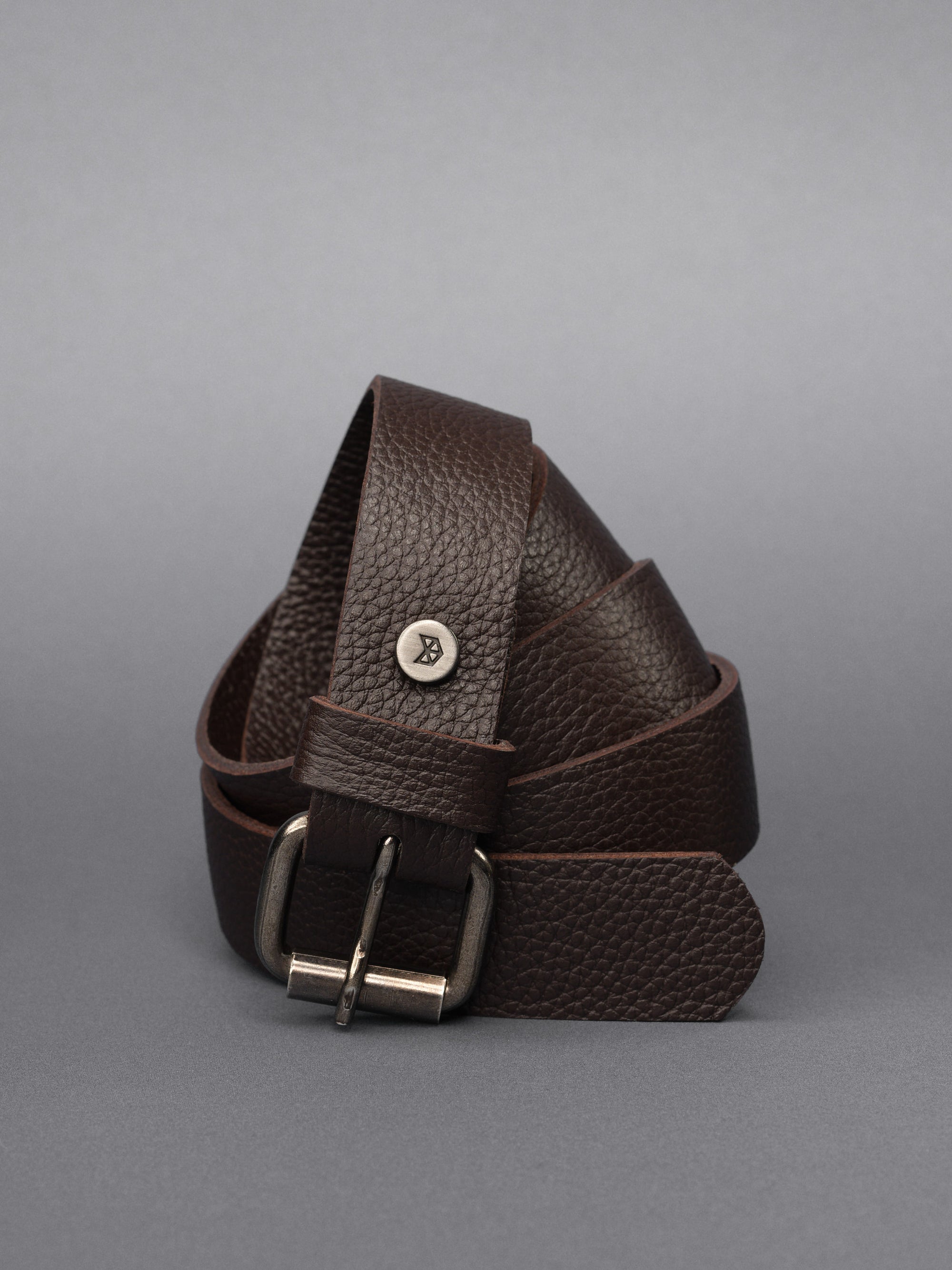 Dark Brown Leather Belt 25 mm Braided Loop by Capra