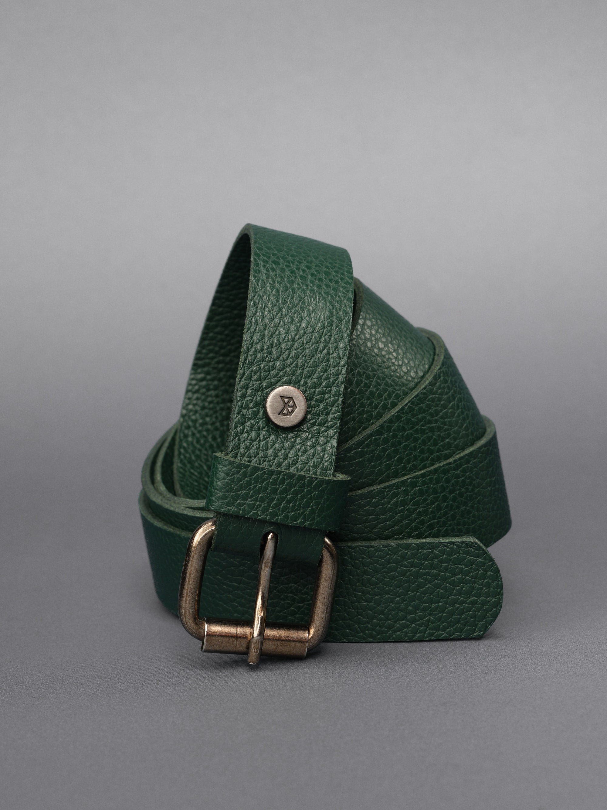 Green Leather Belt 25 mm Braided Loop by Capra