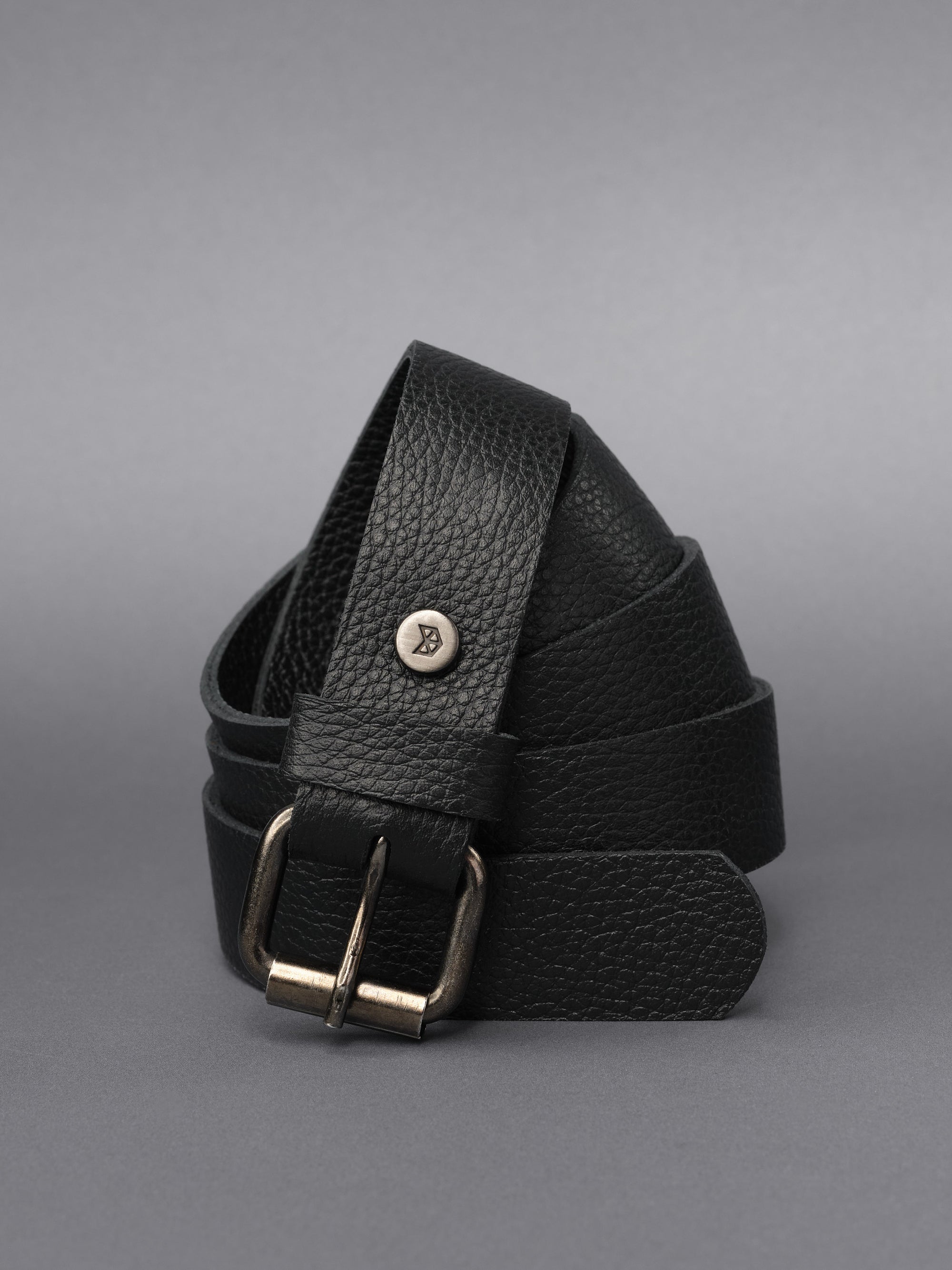 Black Leather Belt 25 mm Braided Loop by Capra