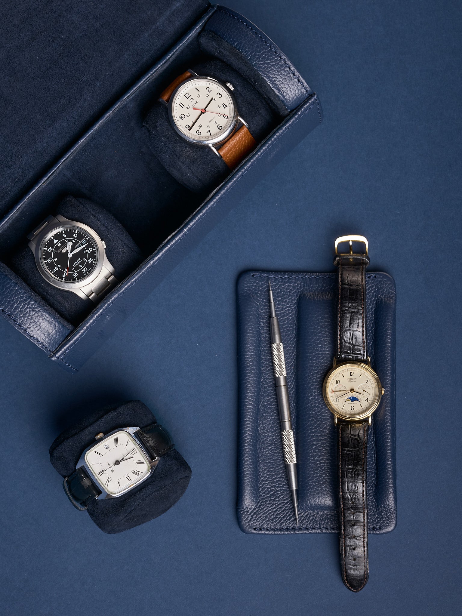 Mag Travel Watch Case · Navy by Capra Leather