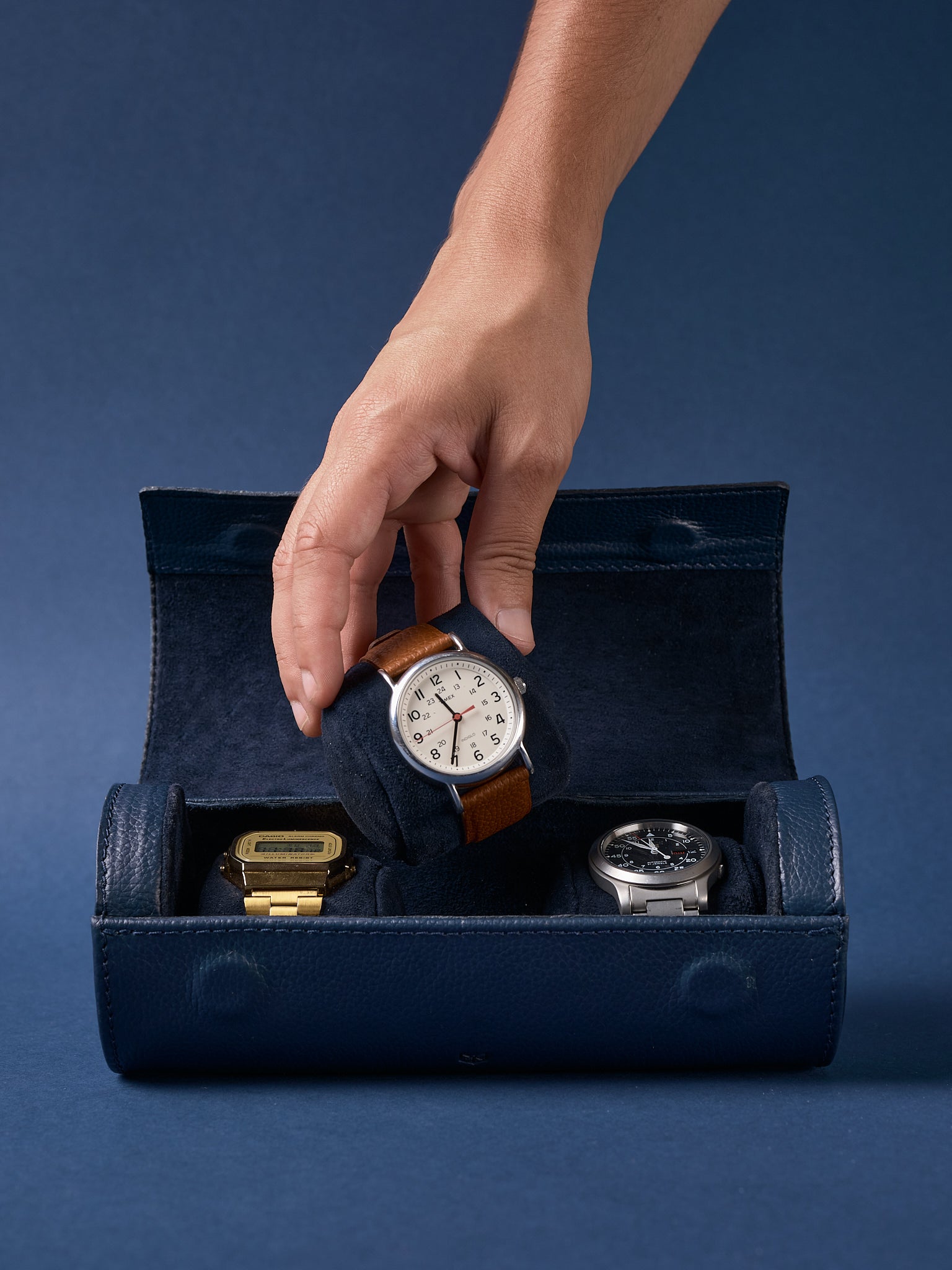 Watch Storage. Watch Holder Navy by Capra Leather