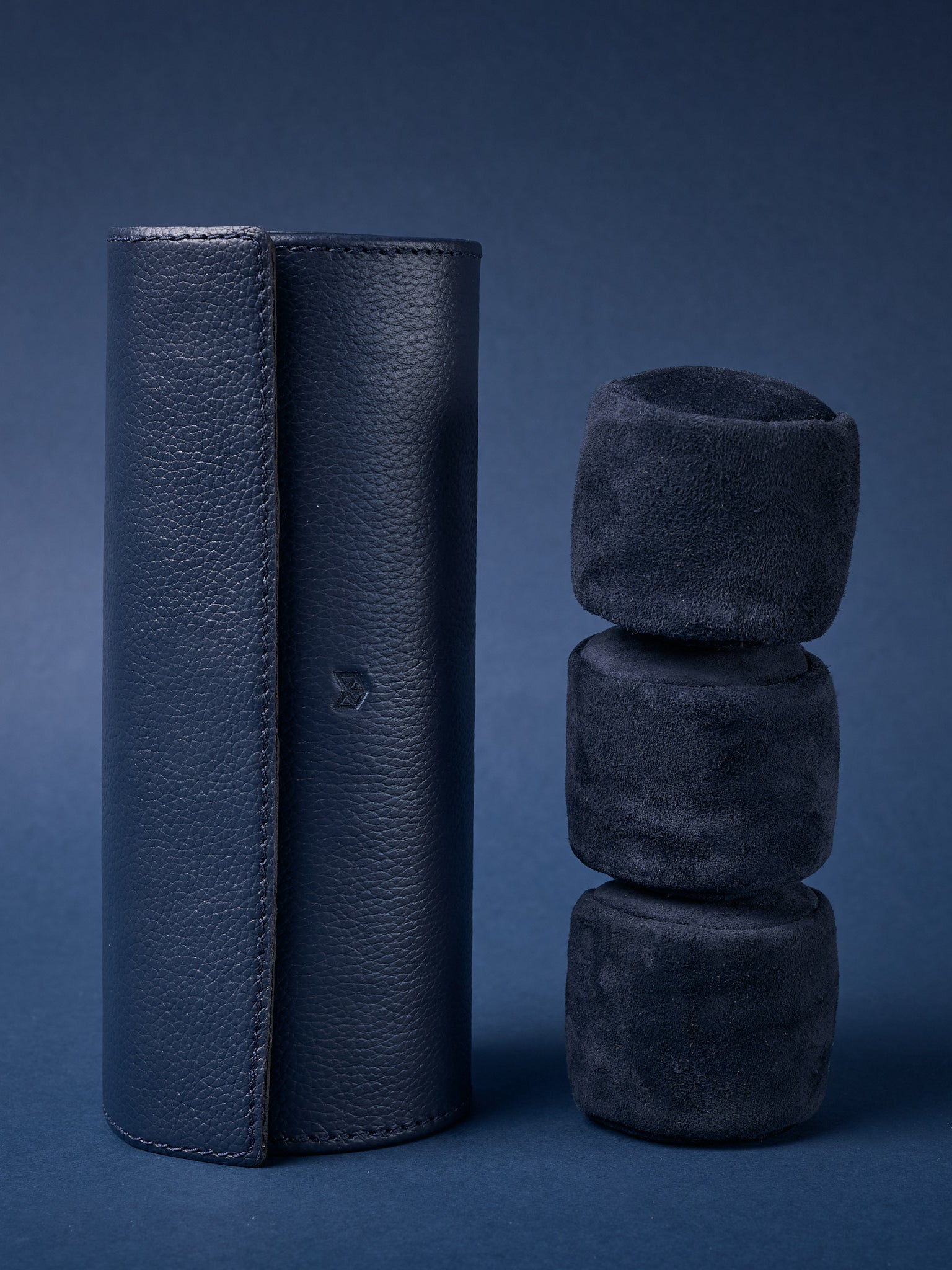 Suede Watch Pillows. Travel Watch Case Navy by Capra Leather