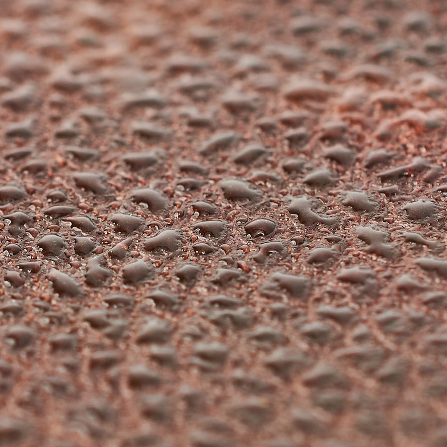 Water beading on Capra Leather's hydrofuge full-grain leather