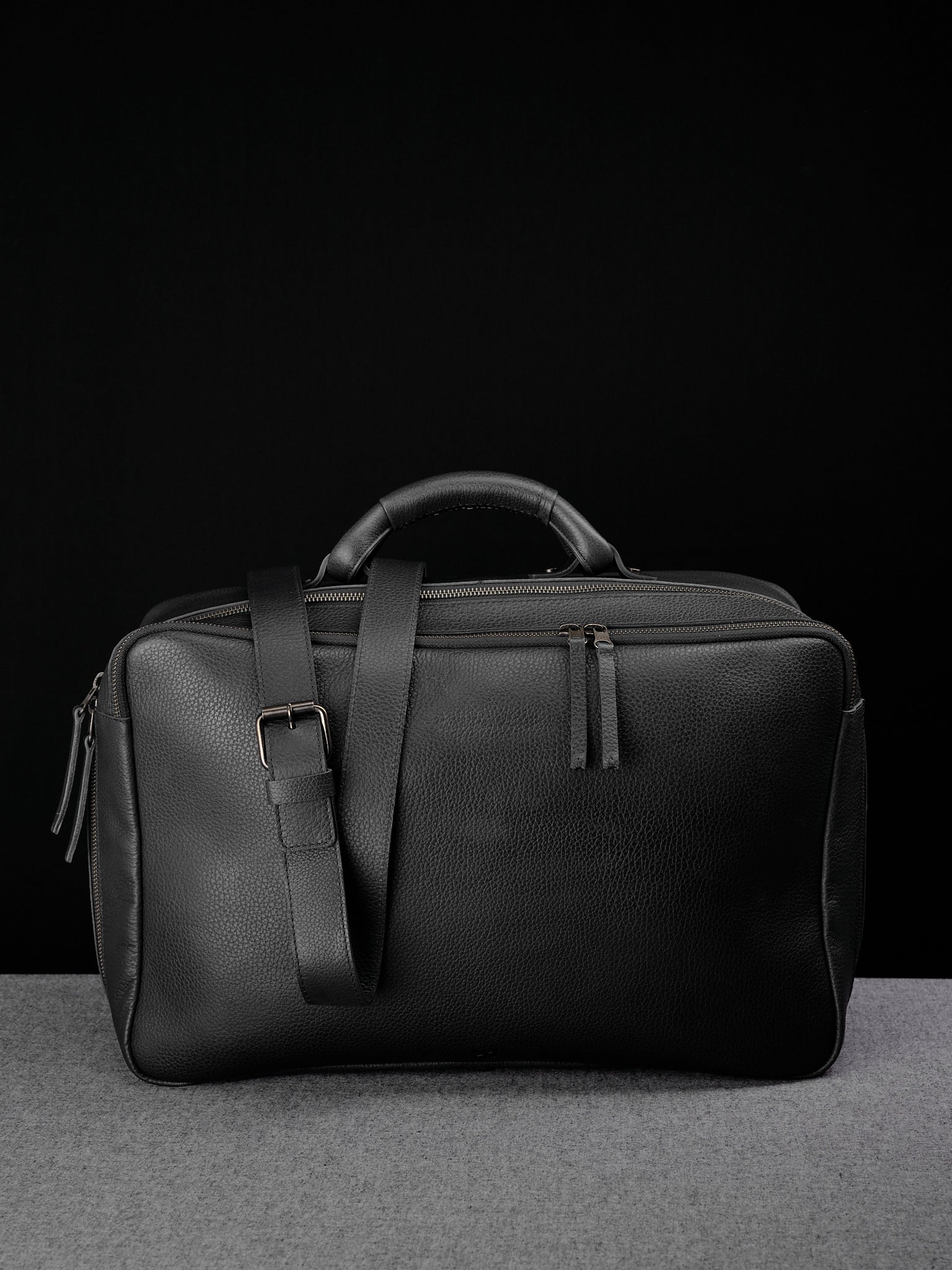 Detachable Shoulder Strap. Travel Duffle Bag. Leather Weekender Bag Black by Capra