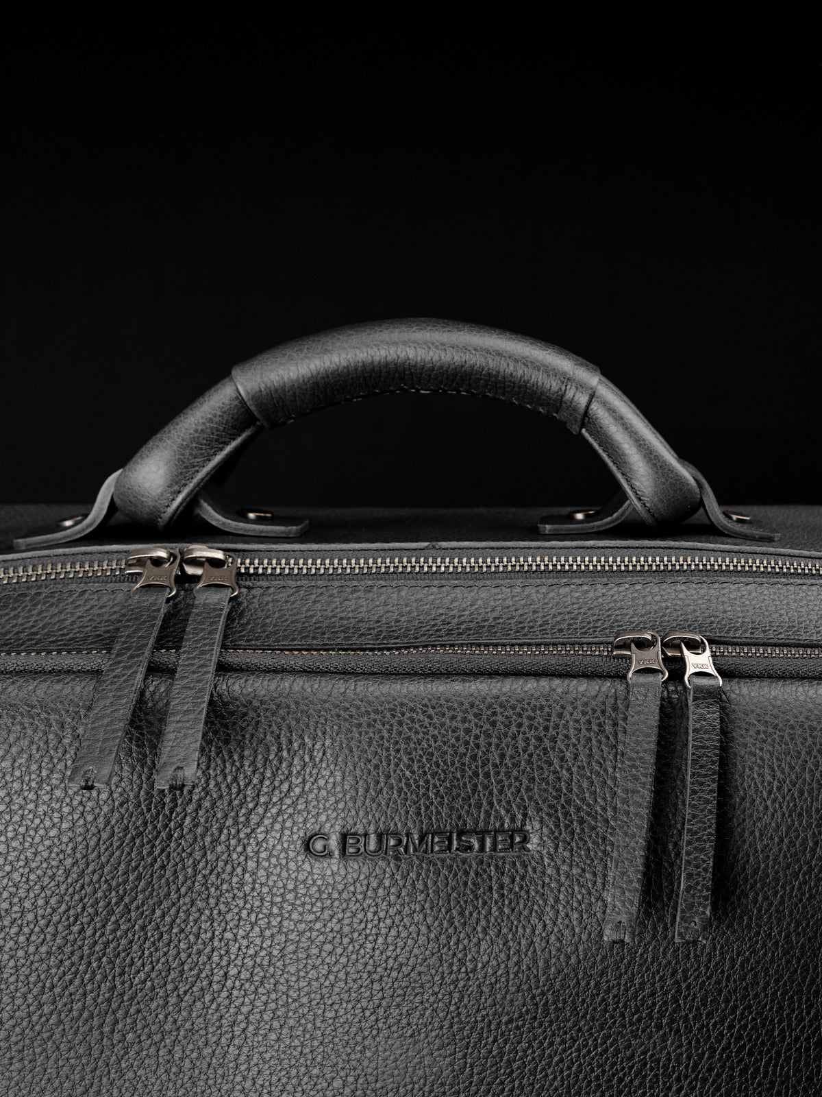 Custom Engraving. Leather Weekender Bag Mens Black by Capra