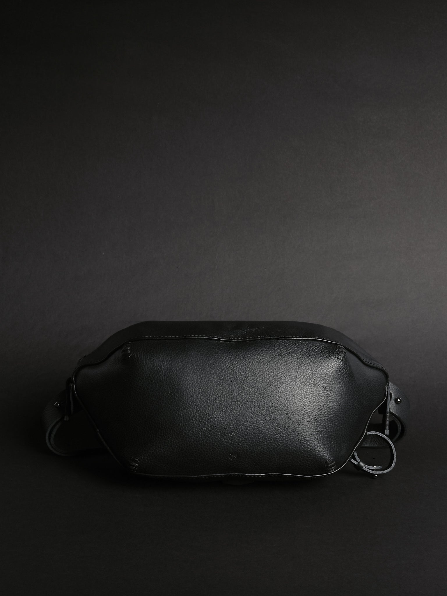 Small Fanny Pack. Mens Sling Bag Black by Capra Leather