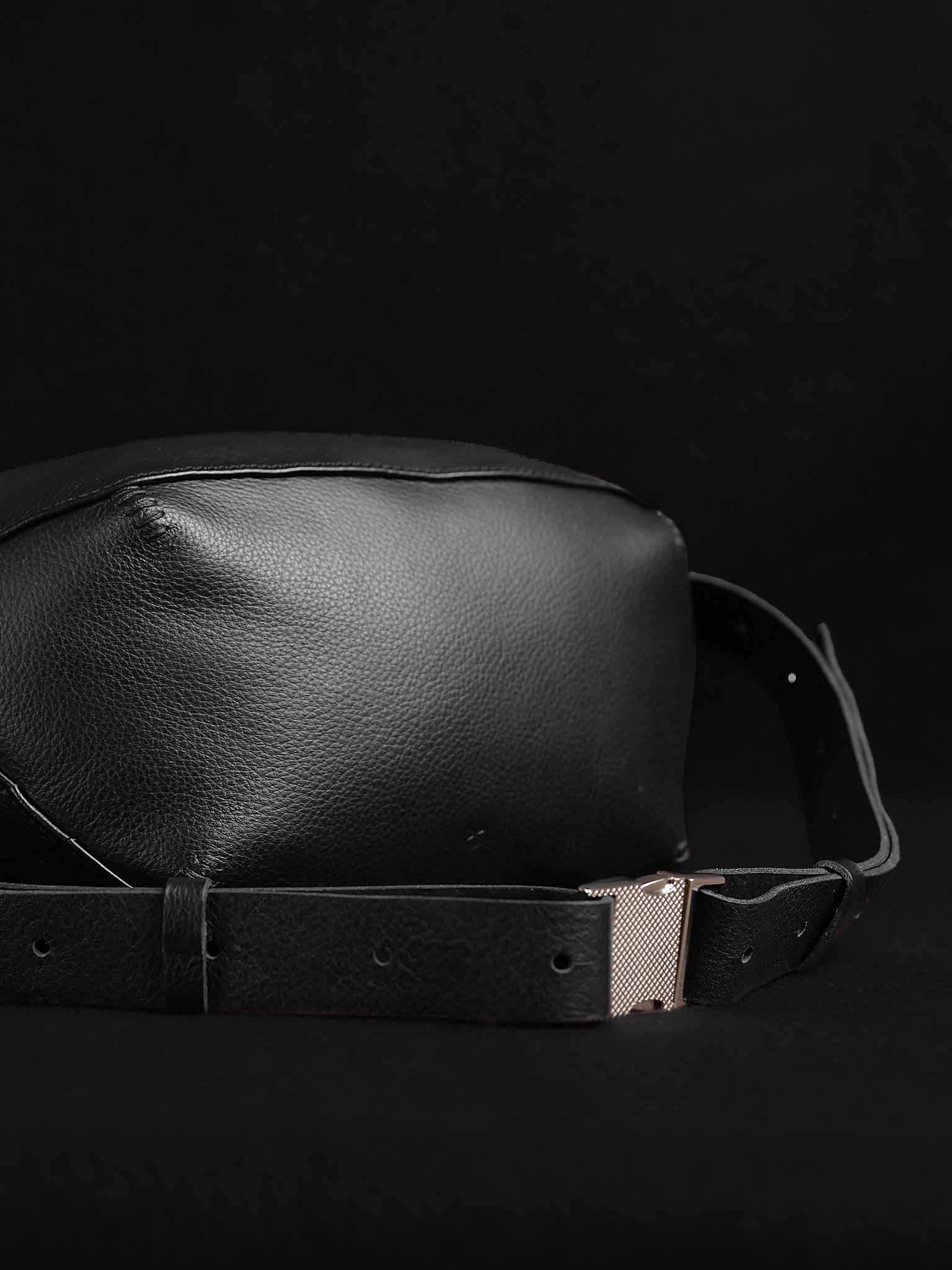 Versatile single strap with release buckle. Shoulder Sling Bag Black by Capra Leather