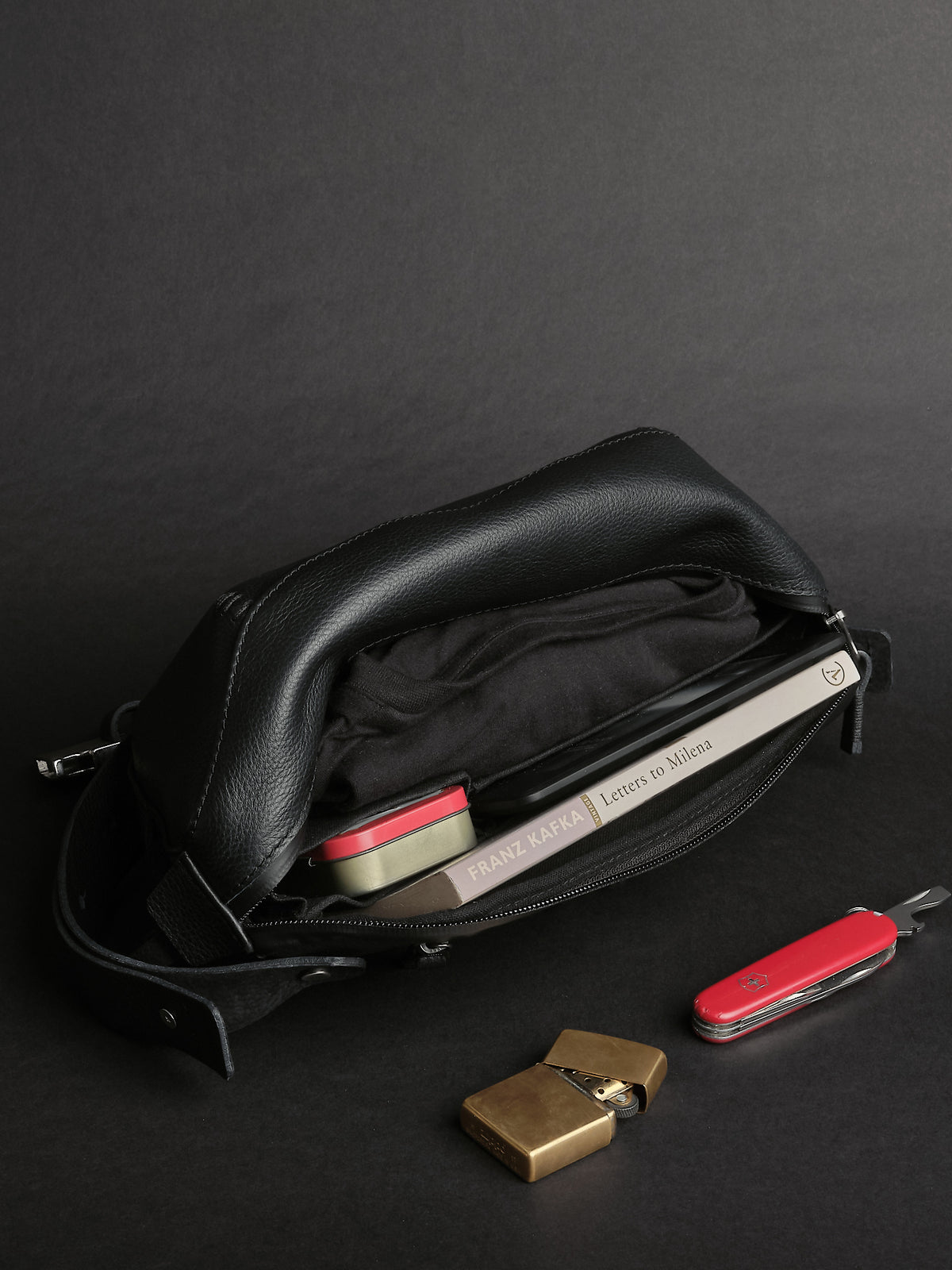Men Fanny Pack. Best EDC Sling Bag Black by Capra Leather
