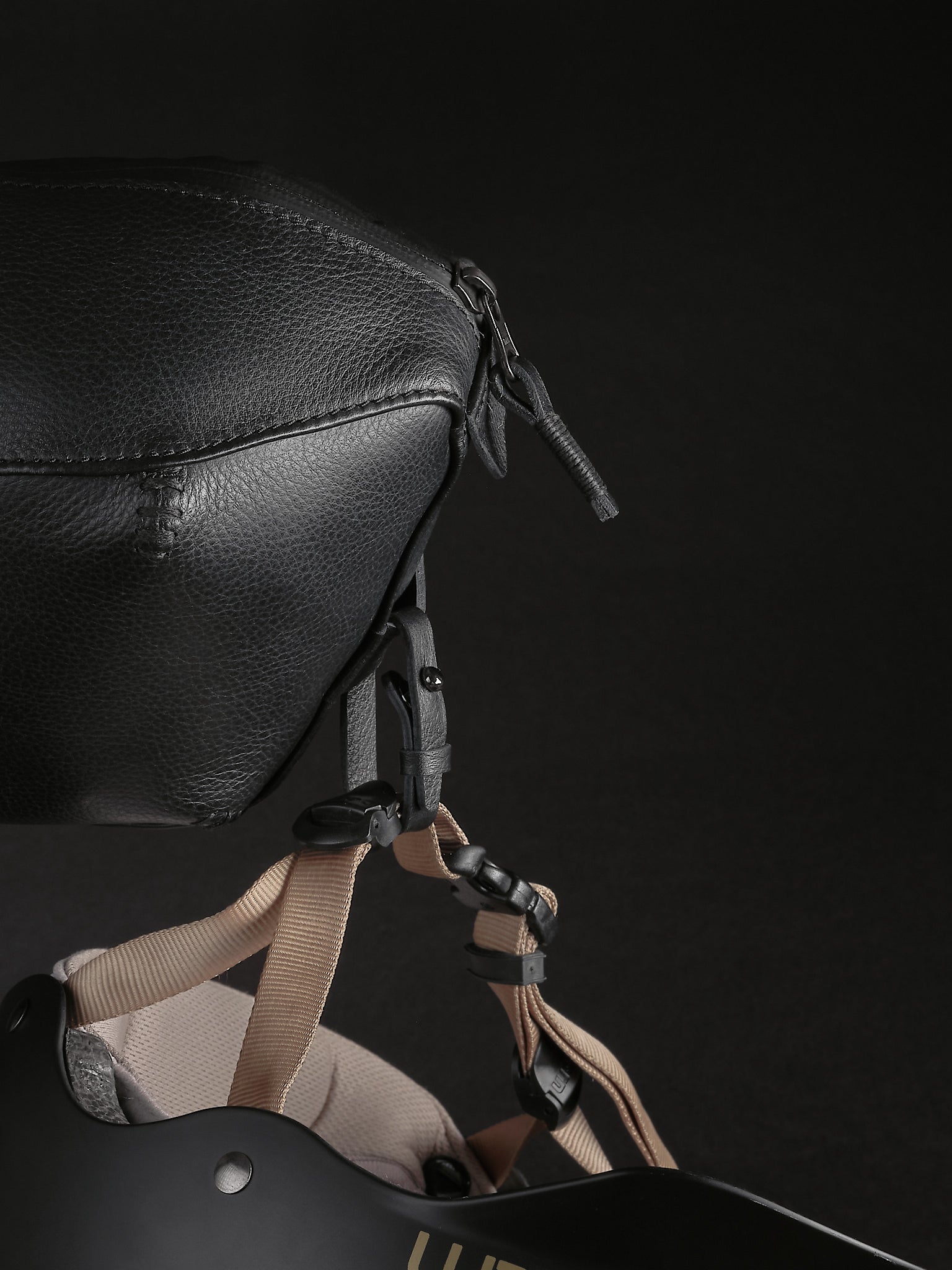 Detachable accessories holder. Sling Back Bags Black by Capra Leather
