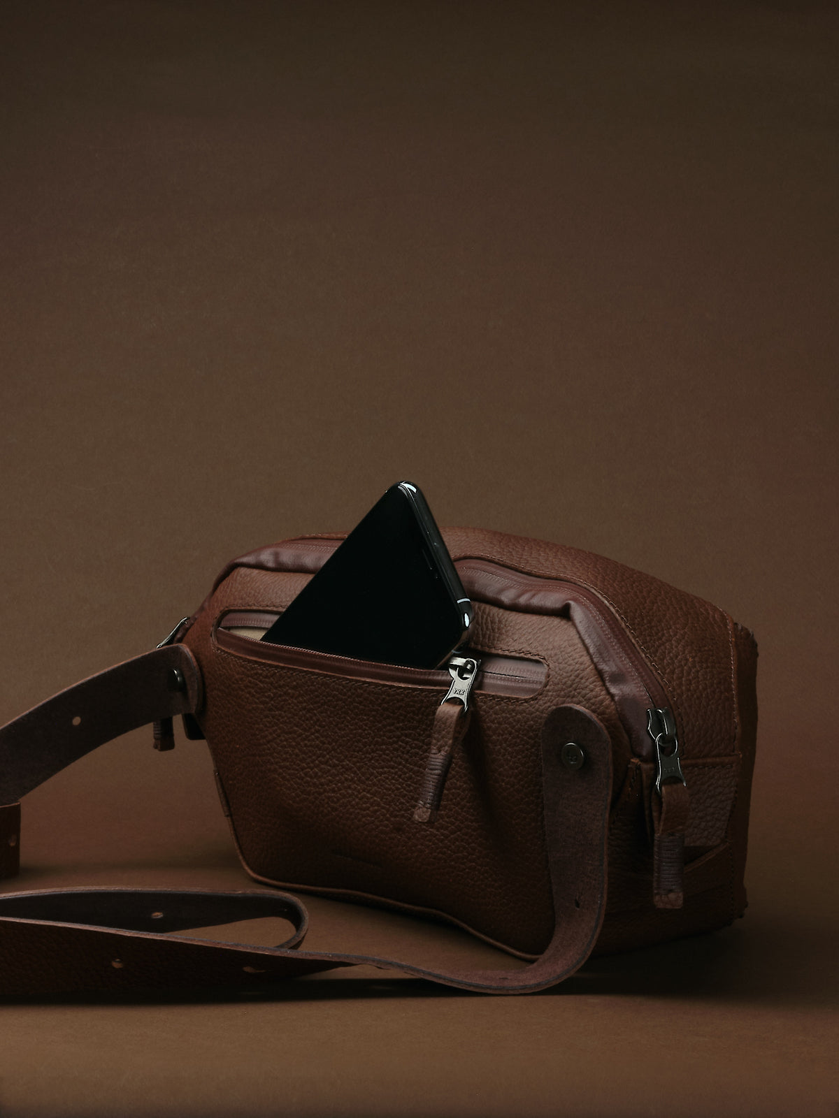 Back Pocket. Mens Sling Bag Brown by Capra Leather